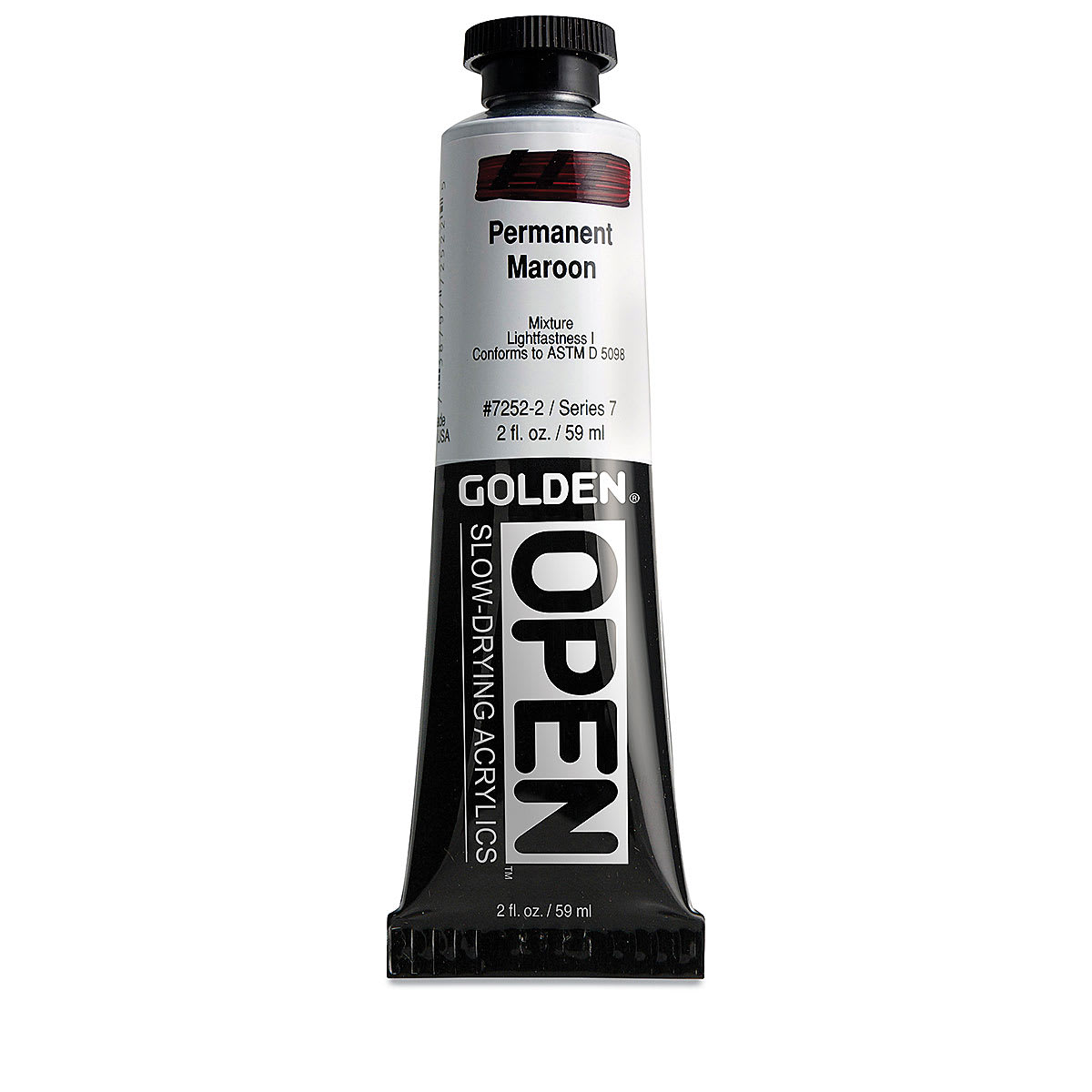Golden Open Acrylics - Permanent Maroon, 2 oz Tube