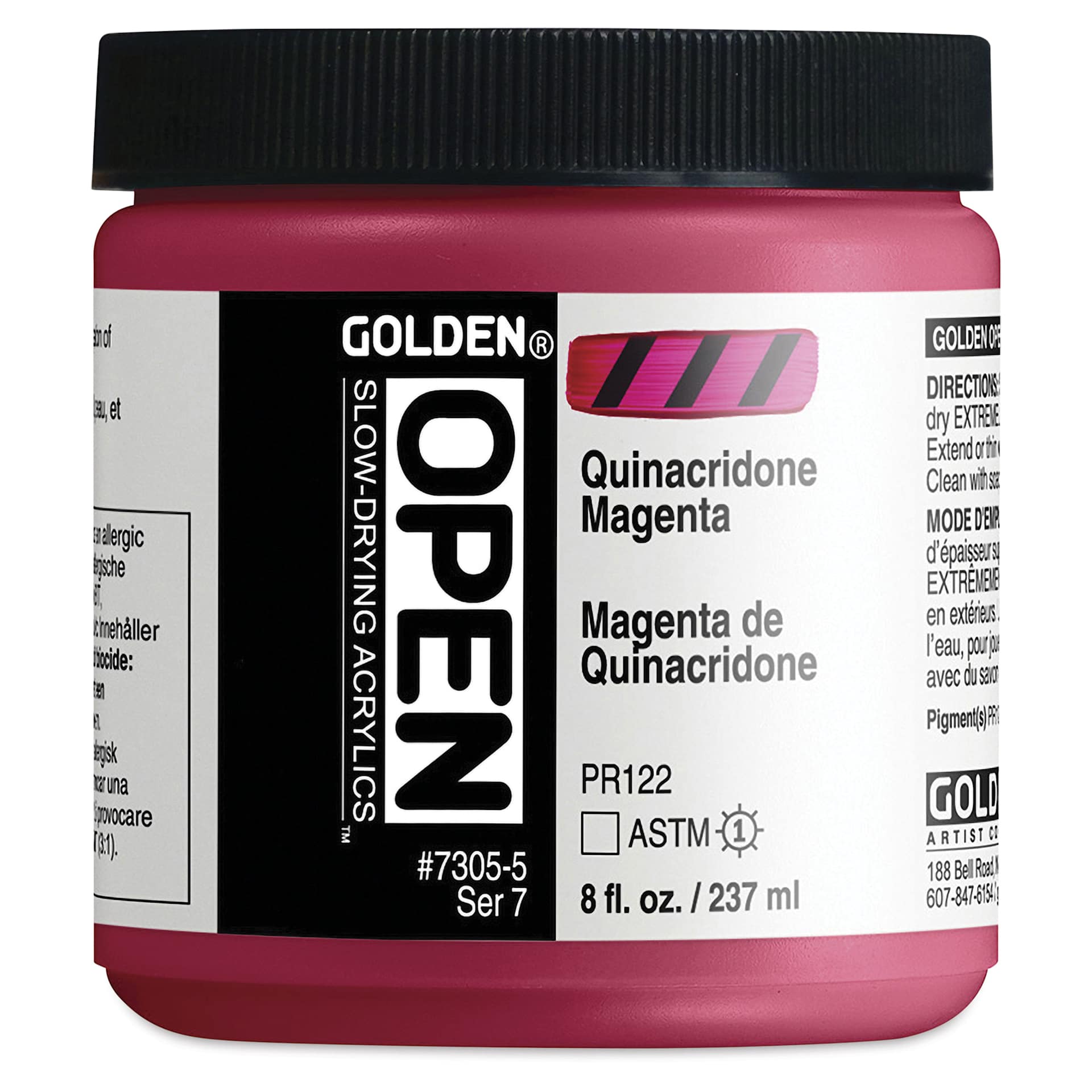 Golden Open Acrylics - Quinacridone Magenta, 8 oz Jar