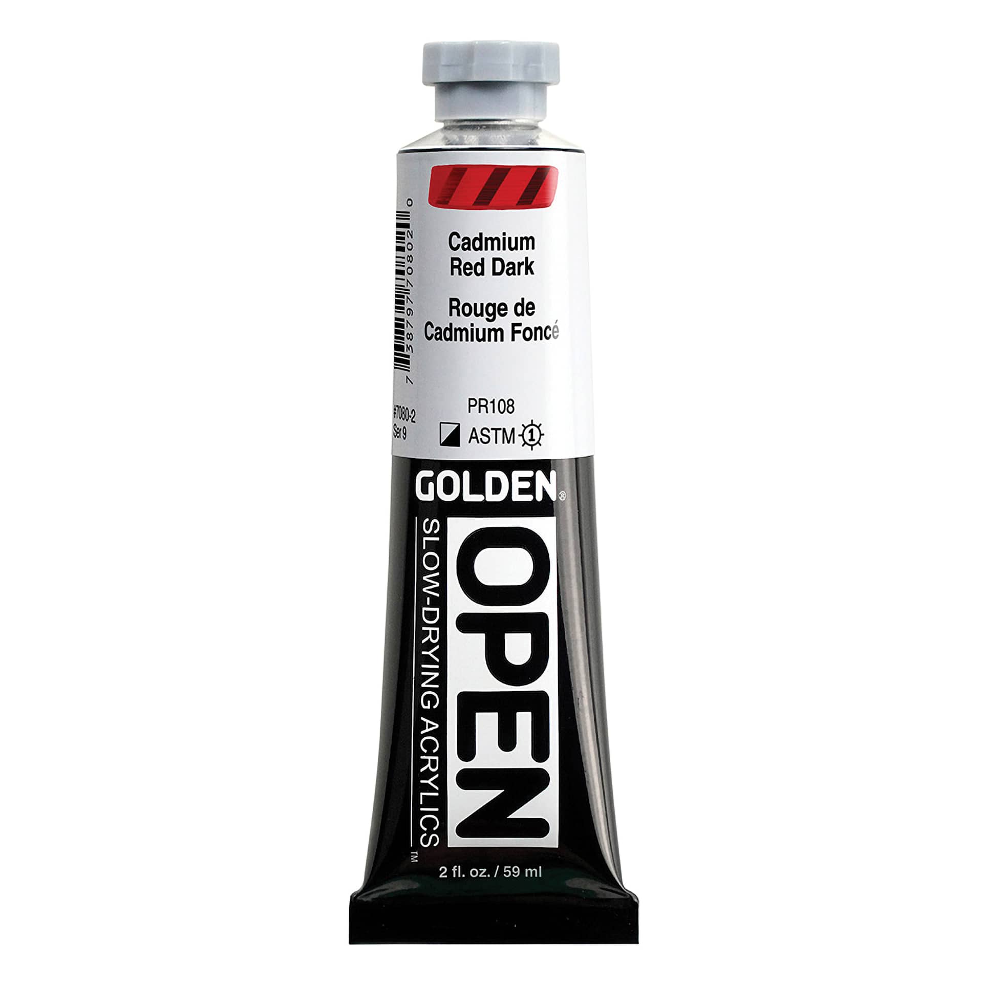 Golden Open Acrylics - Cadmium Red Dark, 2 oz Tube