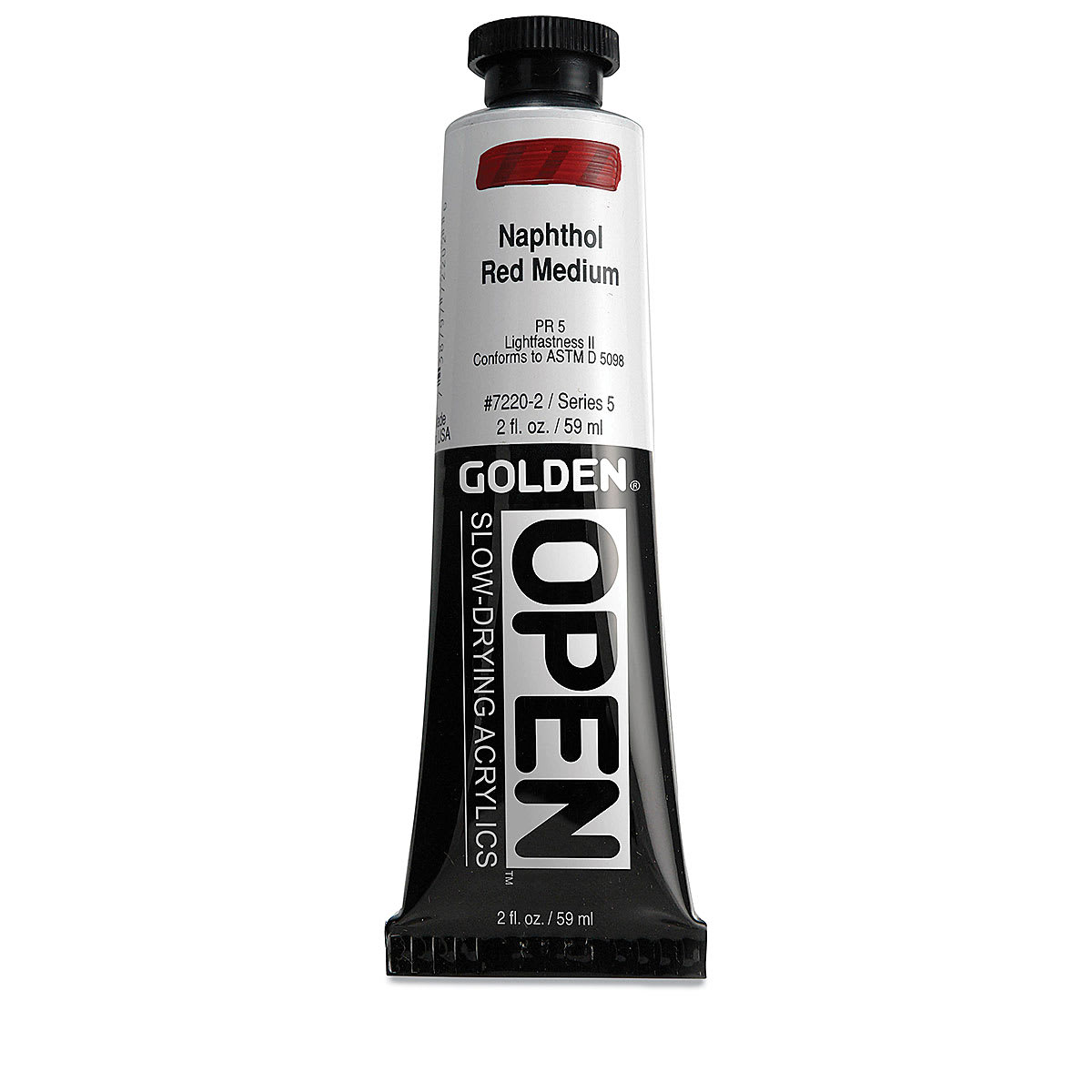 Golden Open Acrylics - Naphthol Red Medium, 2 oz Tube