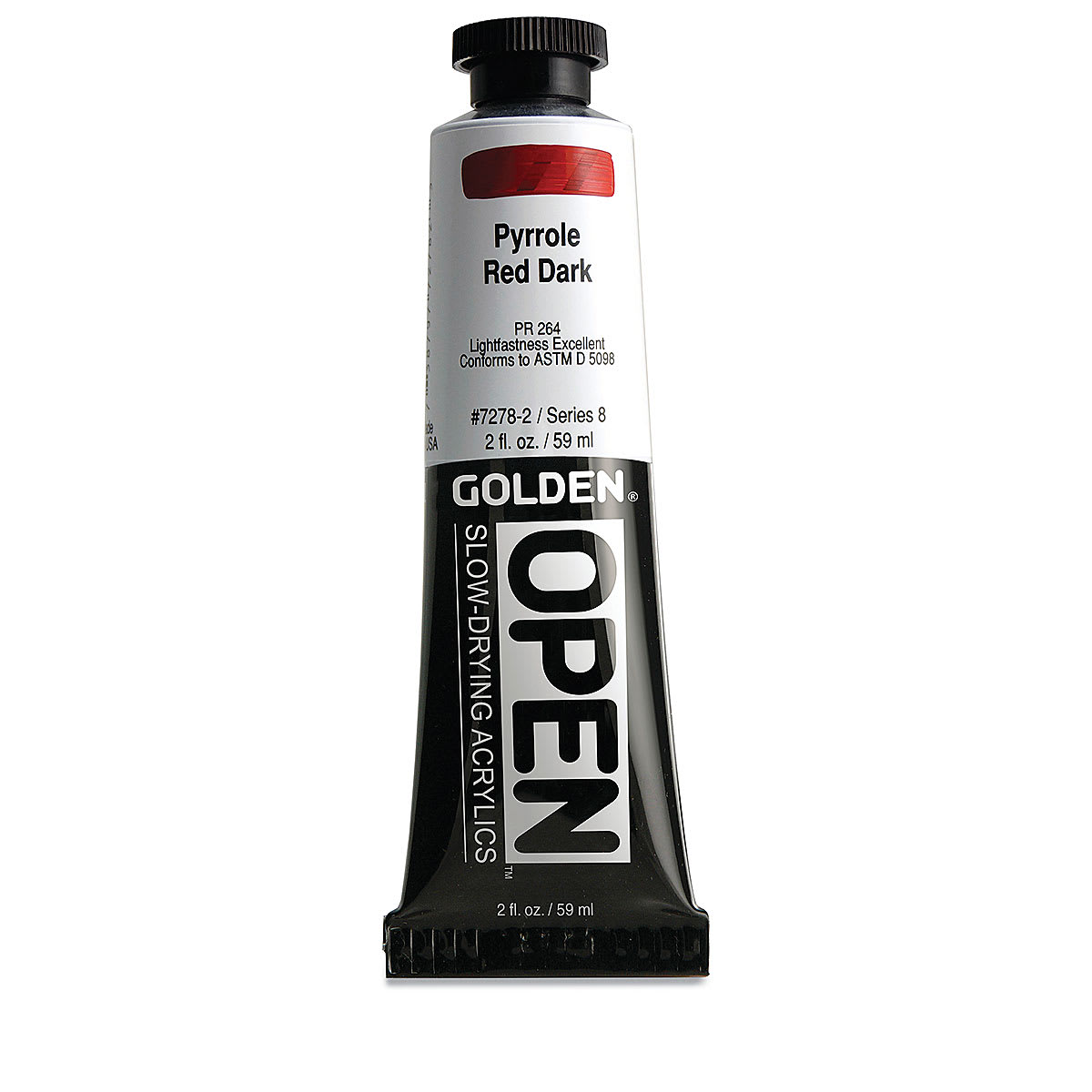 Golden Open Acrylics - Pyrrole Red Dark, 2 oz Tube