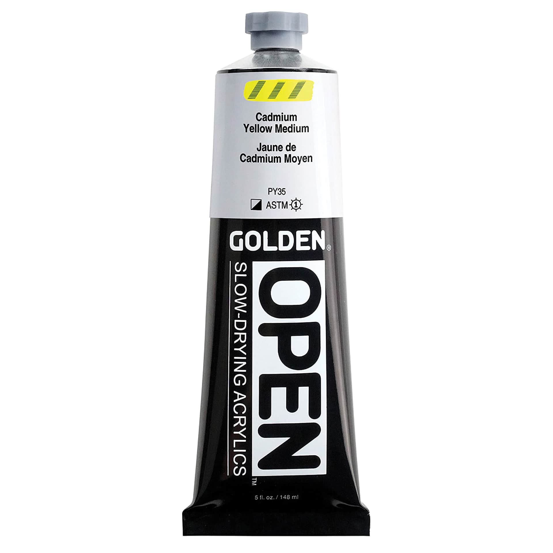 Golden Open Acrylics - Cadmium Yellow Medium, 5 oz Tube
