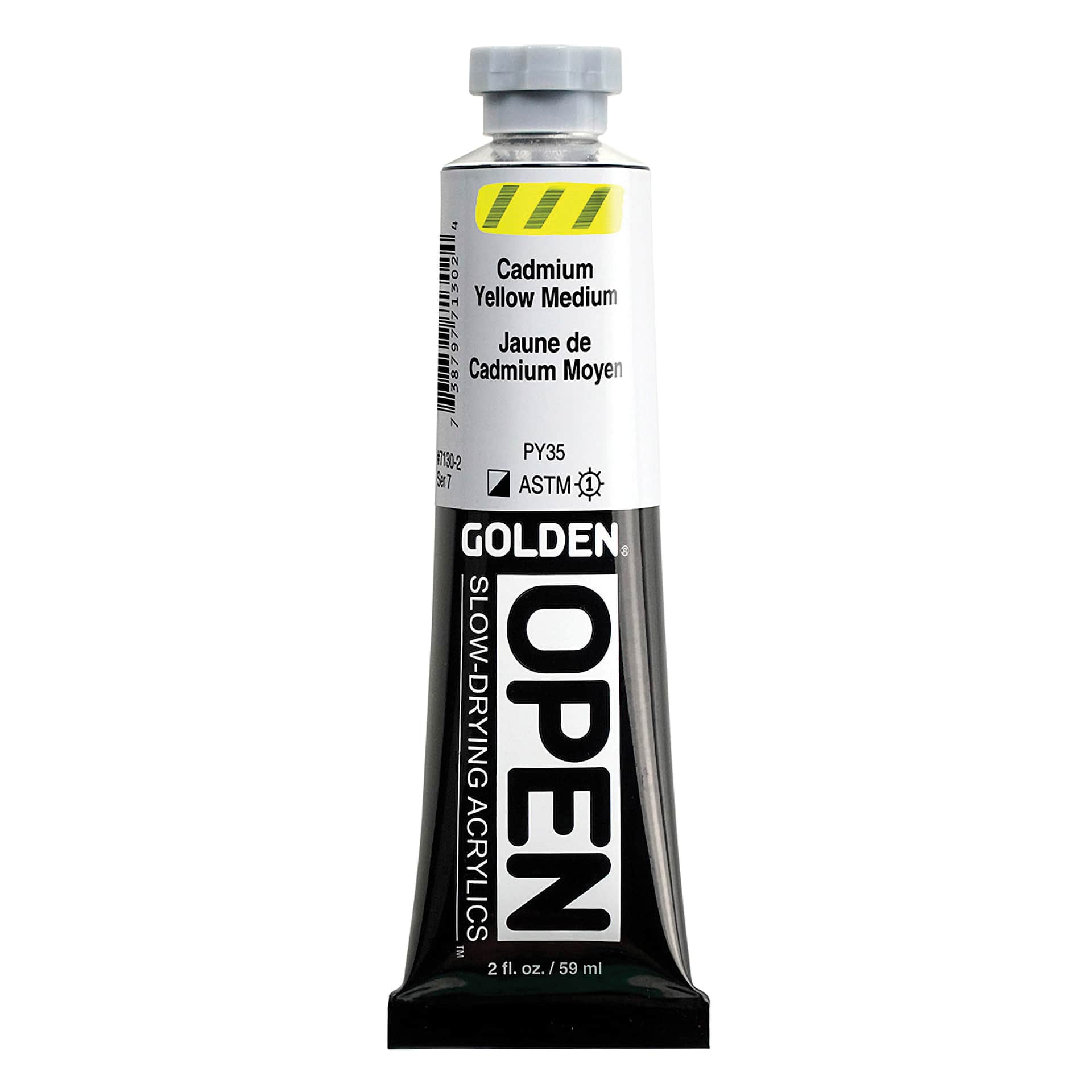 Golden Open Acrylics - Cadmium Yellow Medium, 2 oz Tube