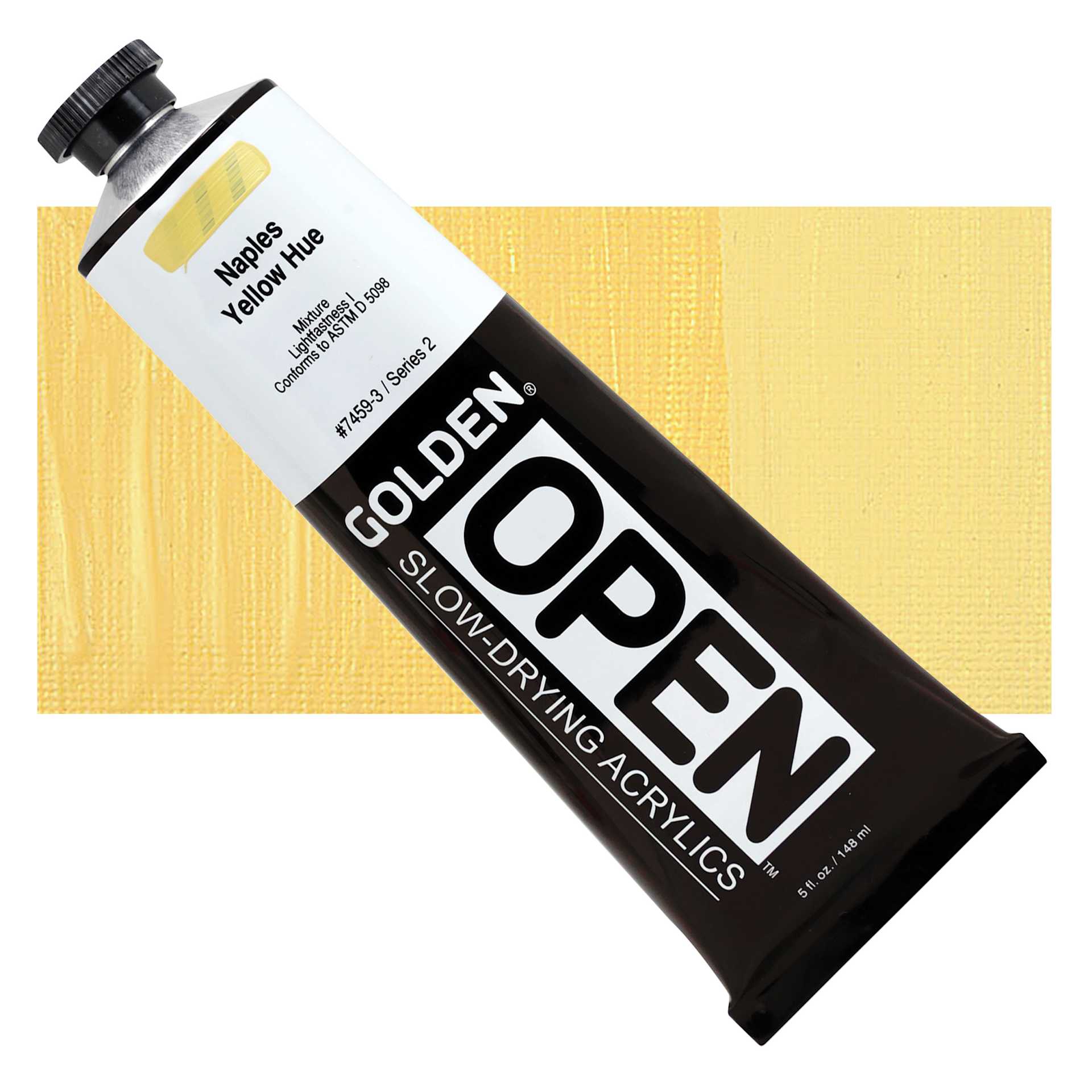 Golden Open Acrylic - Naples Yellow Hue, 5 oz Tube and swatch