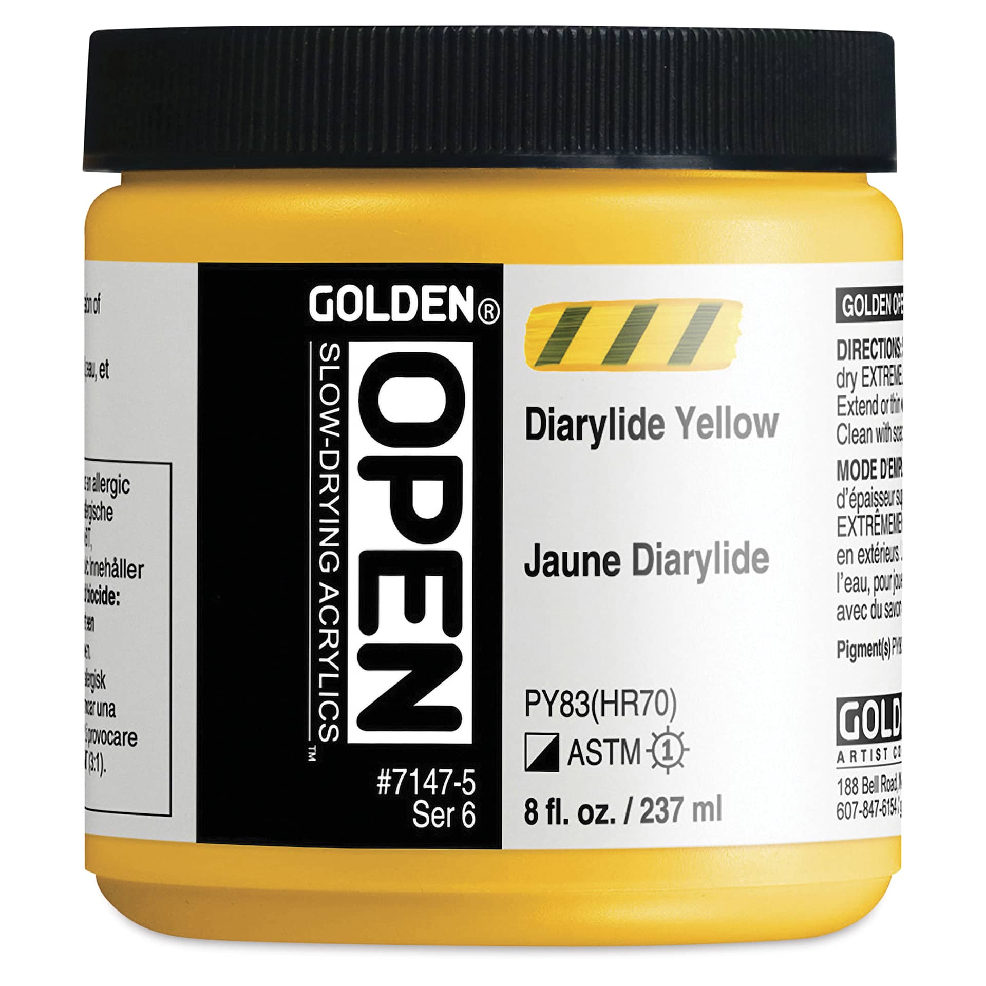 Golden Open Acrylics - Diarylide Yellow, 8 oz Jar