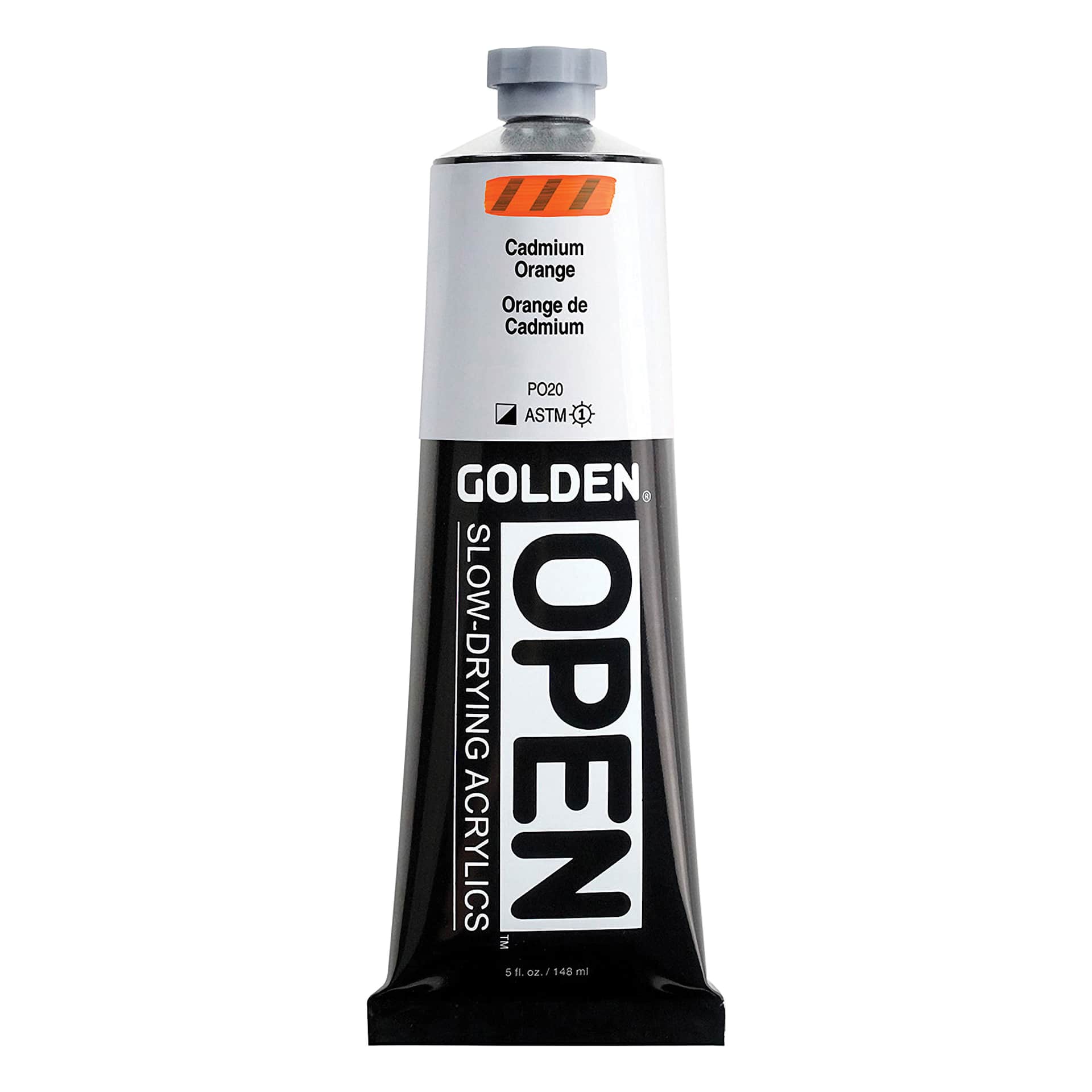 Golden Open Acrylics - Cadmium Orange, 5 oz Tube