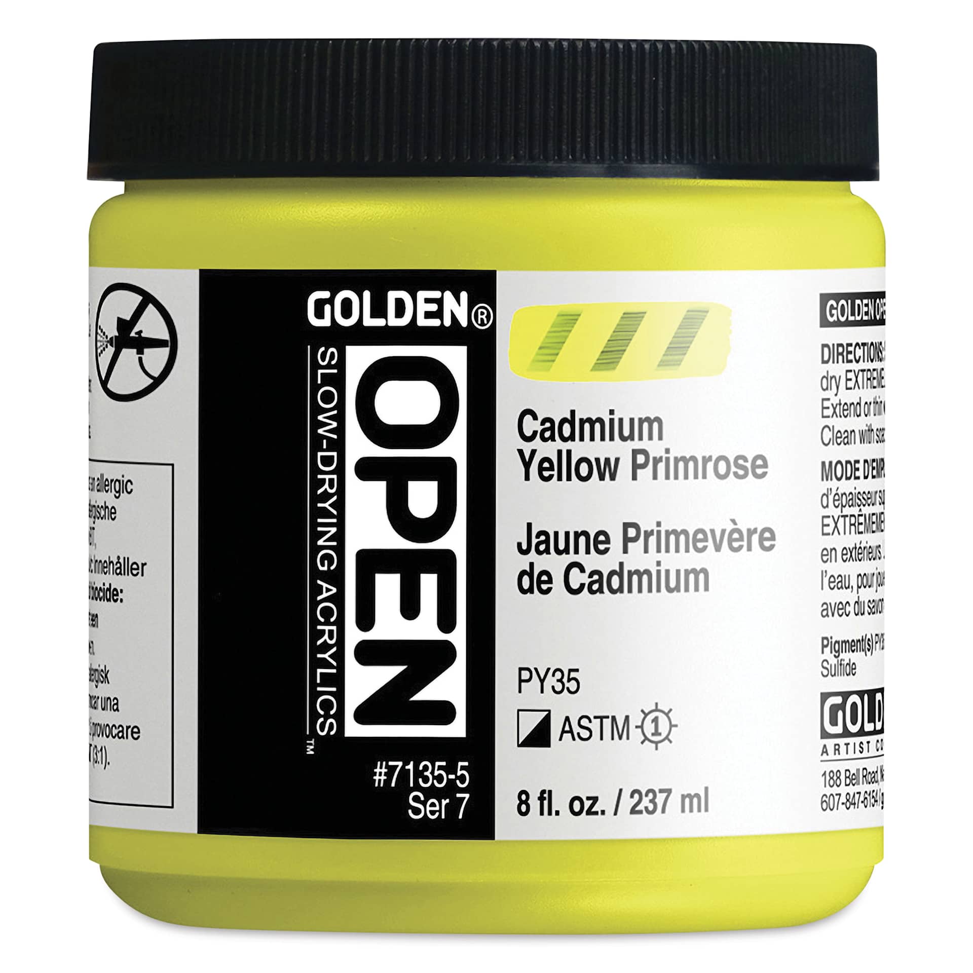 Golden Open Acrylics - Cadmium Yellow Primrose, 8 oz Jar