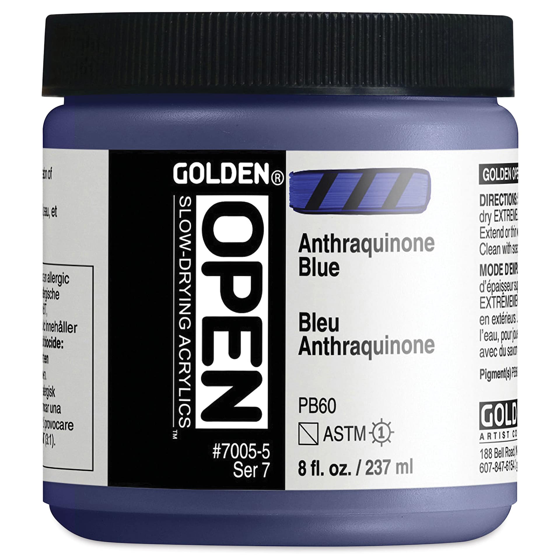 Golden Open Acrylics - Anthraquinone Blue, 8 oz Jar