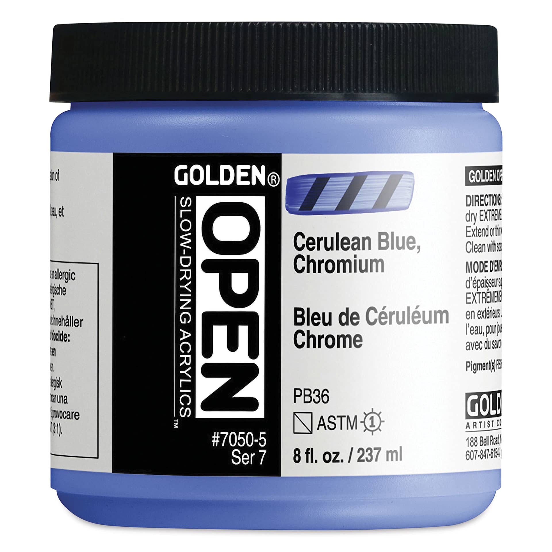 Golden Open Acrylics - Cerulean Blue Chromium, 8 oz Jar