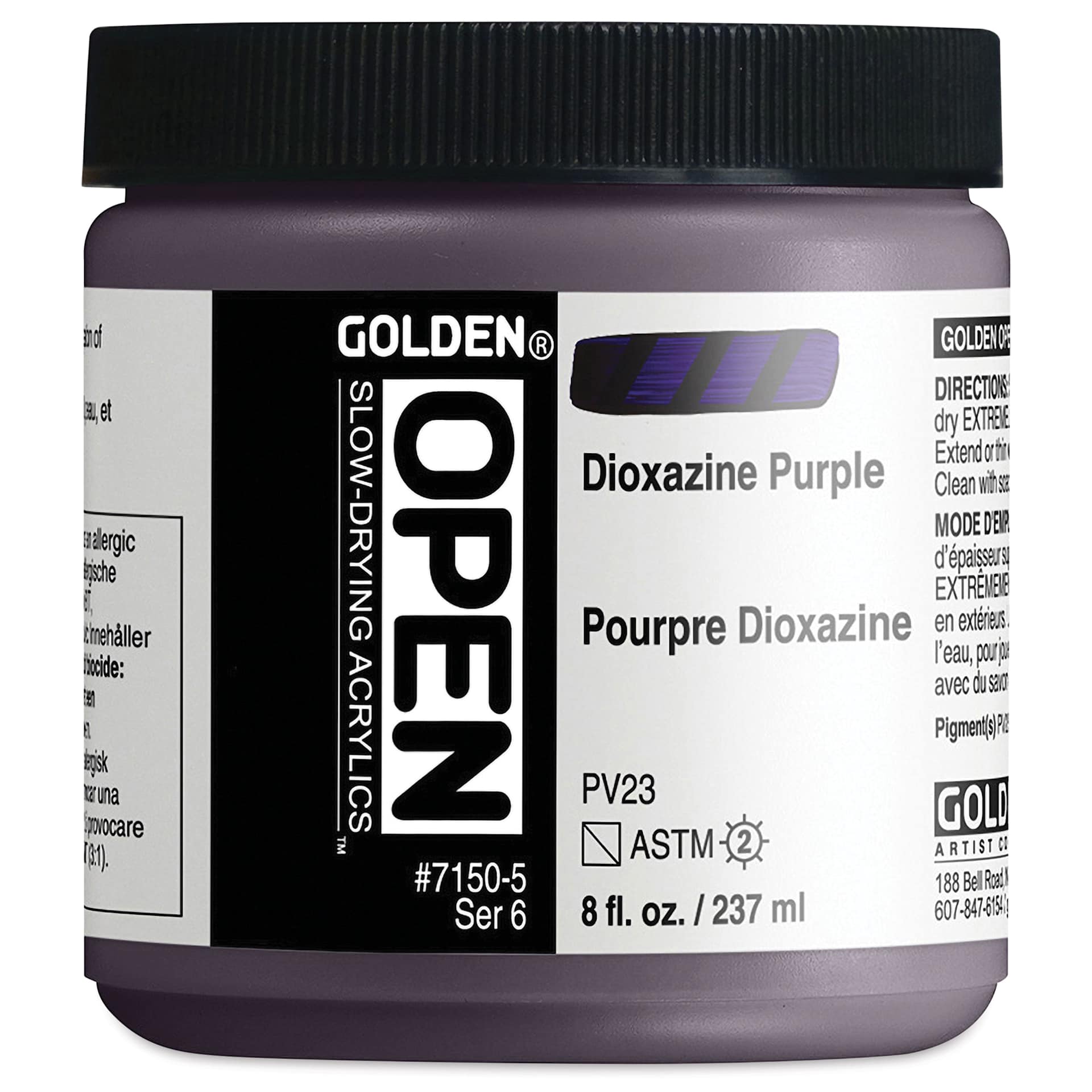 Golden Open Acrylics - Dioxazine Purple, 8 oz Jar