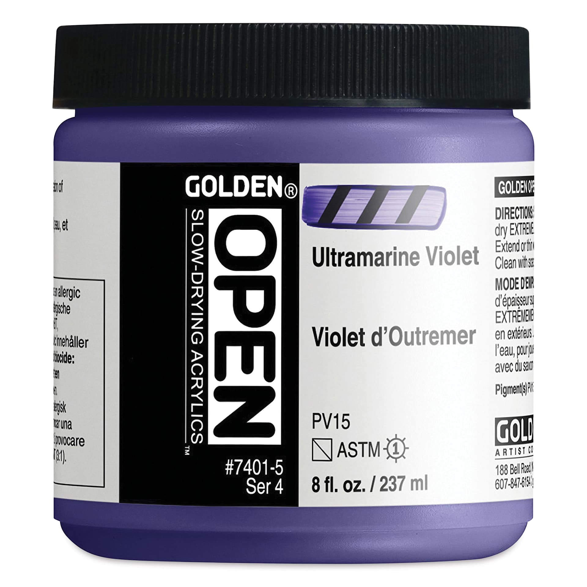 Golden Open Acrylics - Ultramarine Violet, 8 oz Jar