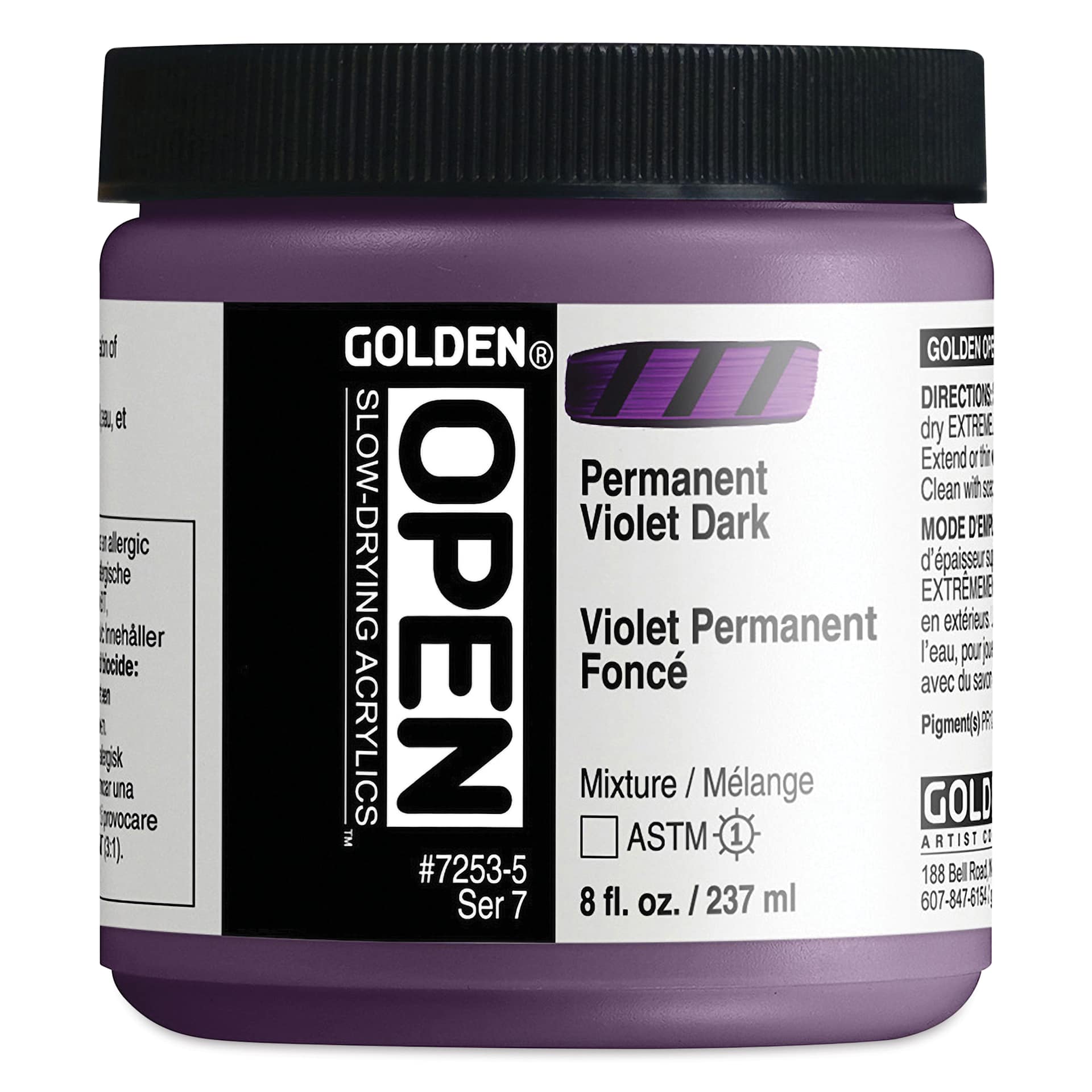 Golden Open Acrylics - Permanent Violet Dark, 8 oz Jar
