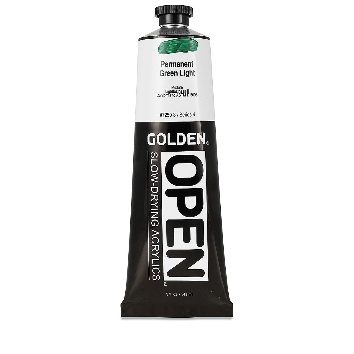 Golden Open Acrylics - Permanent Green Light, 5 oz Tube