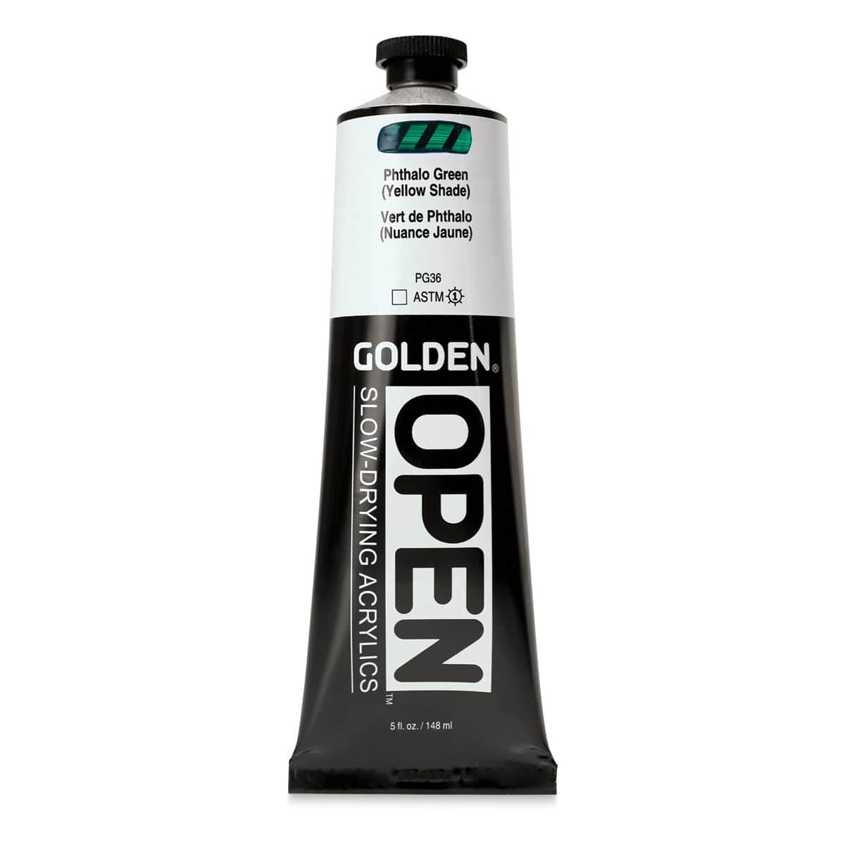 Golden Open Acrylics - Phthalo Green (Yellow Shade), 5 oz Tube