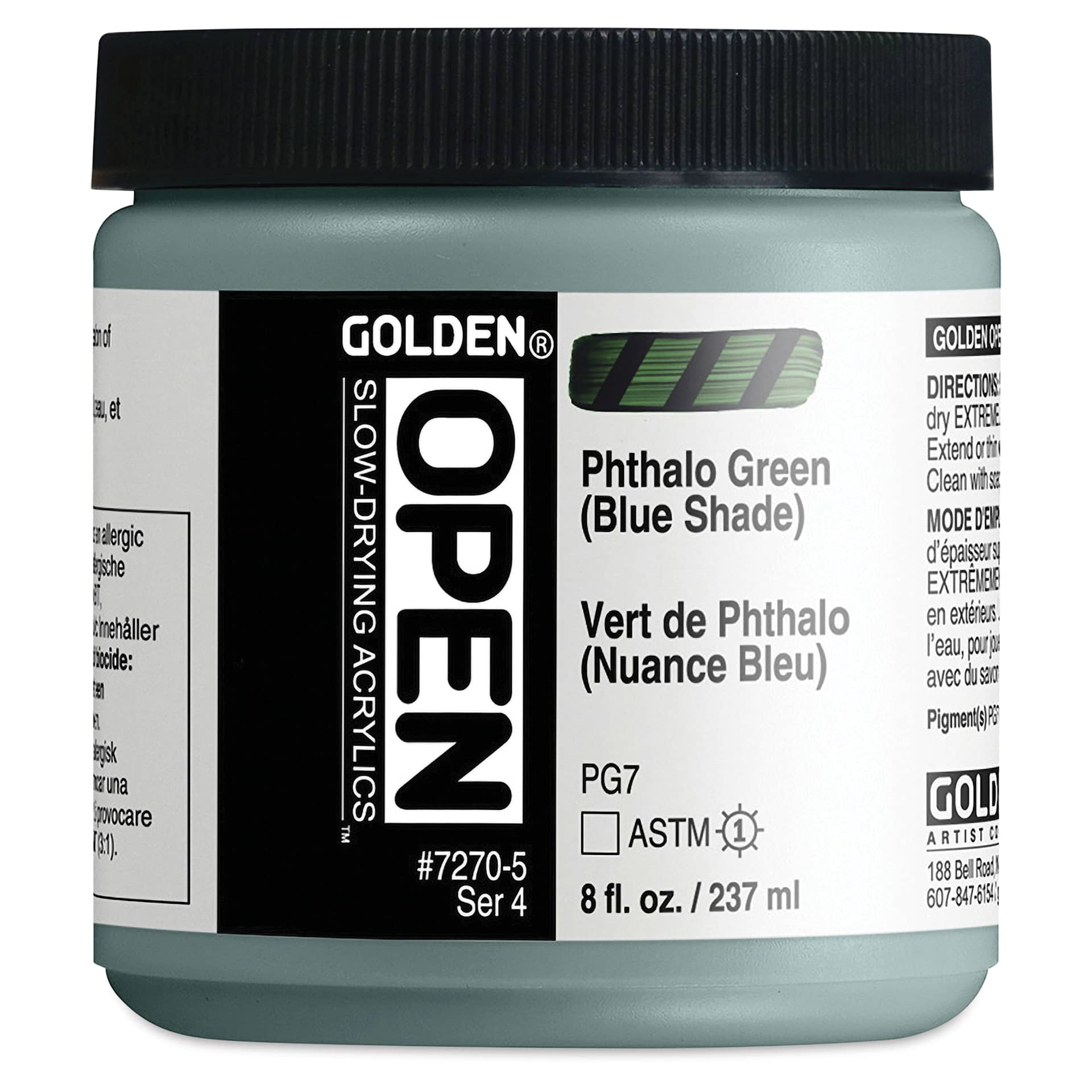 Golden Open Acrylics - Phthalo Green (Blue Shade), 8 oz Jar