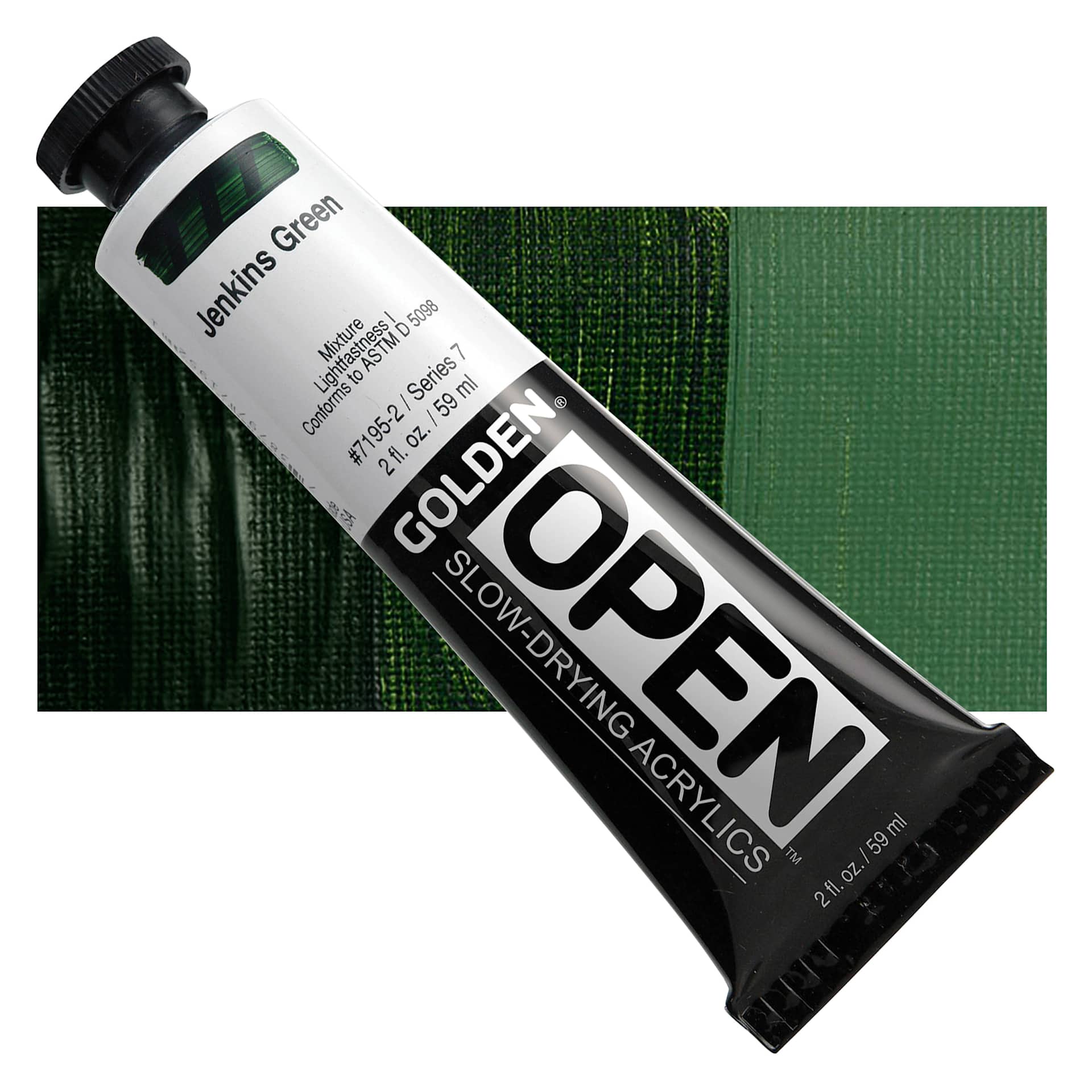 Golden Open Acrylic - Jenkins Green, 2 oz Tube and swatch