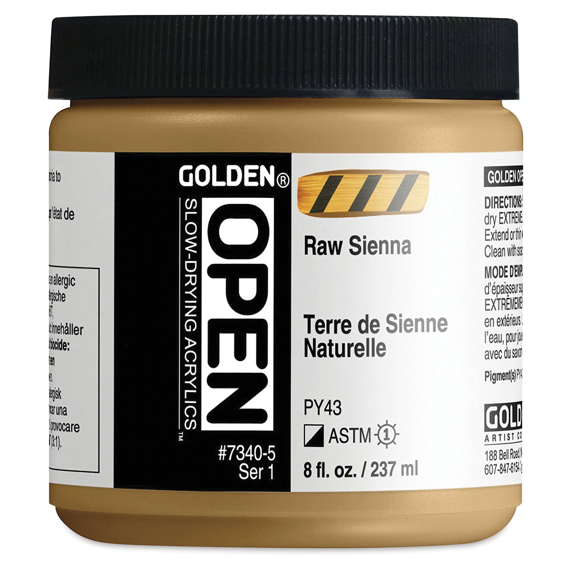 Golden Open Acrylics - Raw Sienna, 8 oz Jar