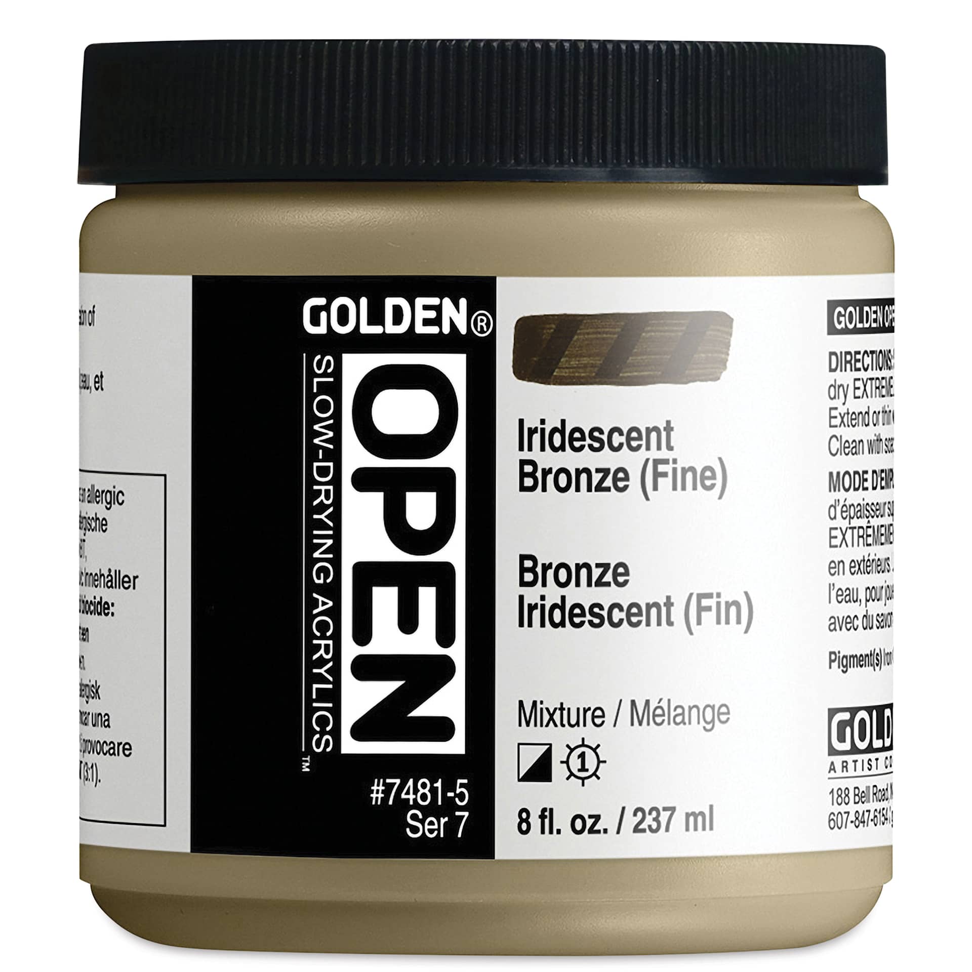 Golden Open Acrylics - Iridescent Bronze (Fine), 8 oz Jar