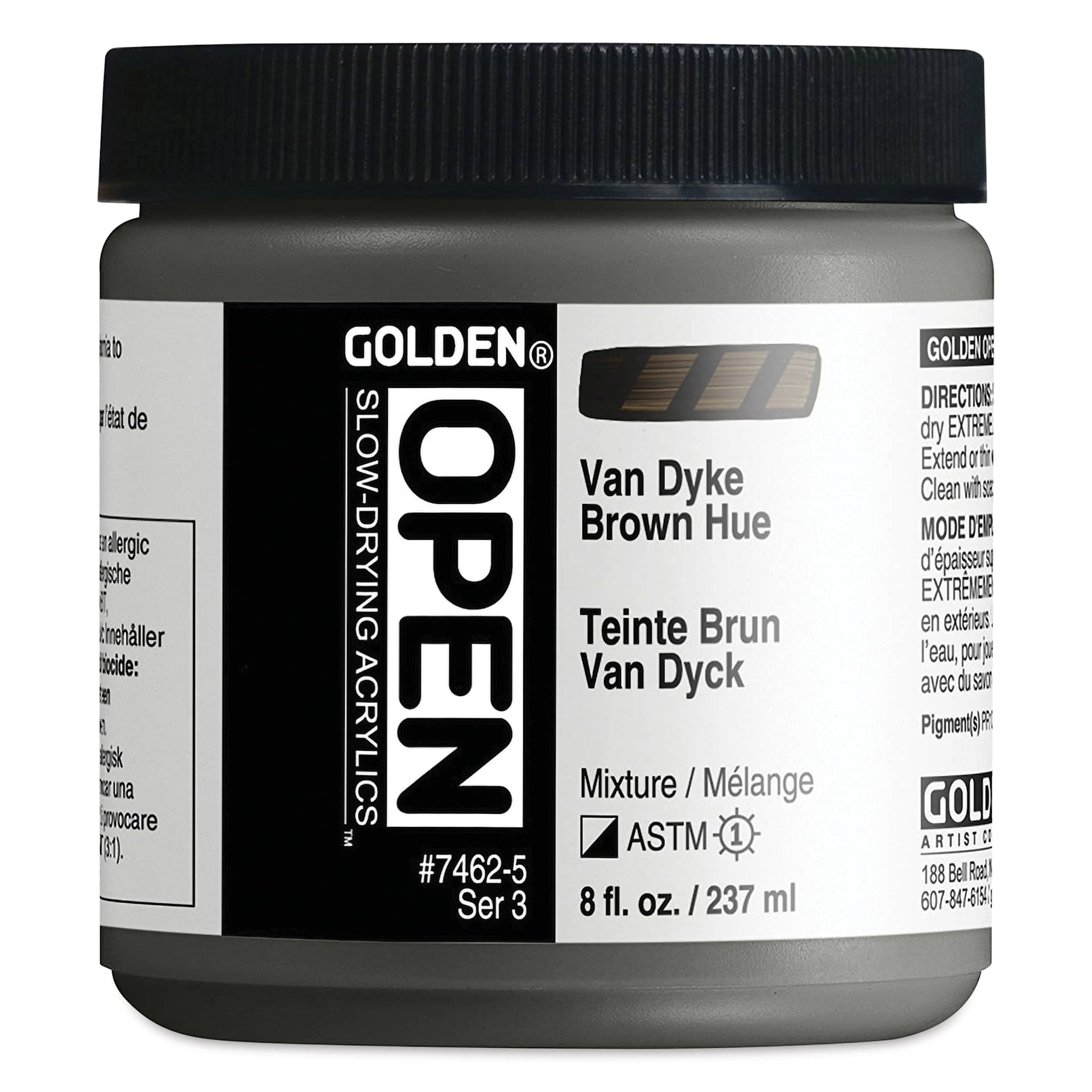 Golden Open Acrylics - VanDyke Brown Hue, 8 oz Jar