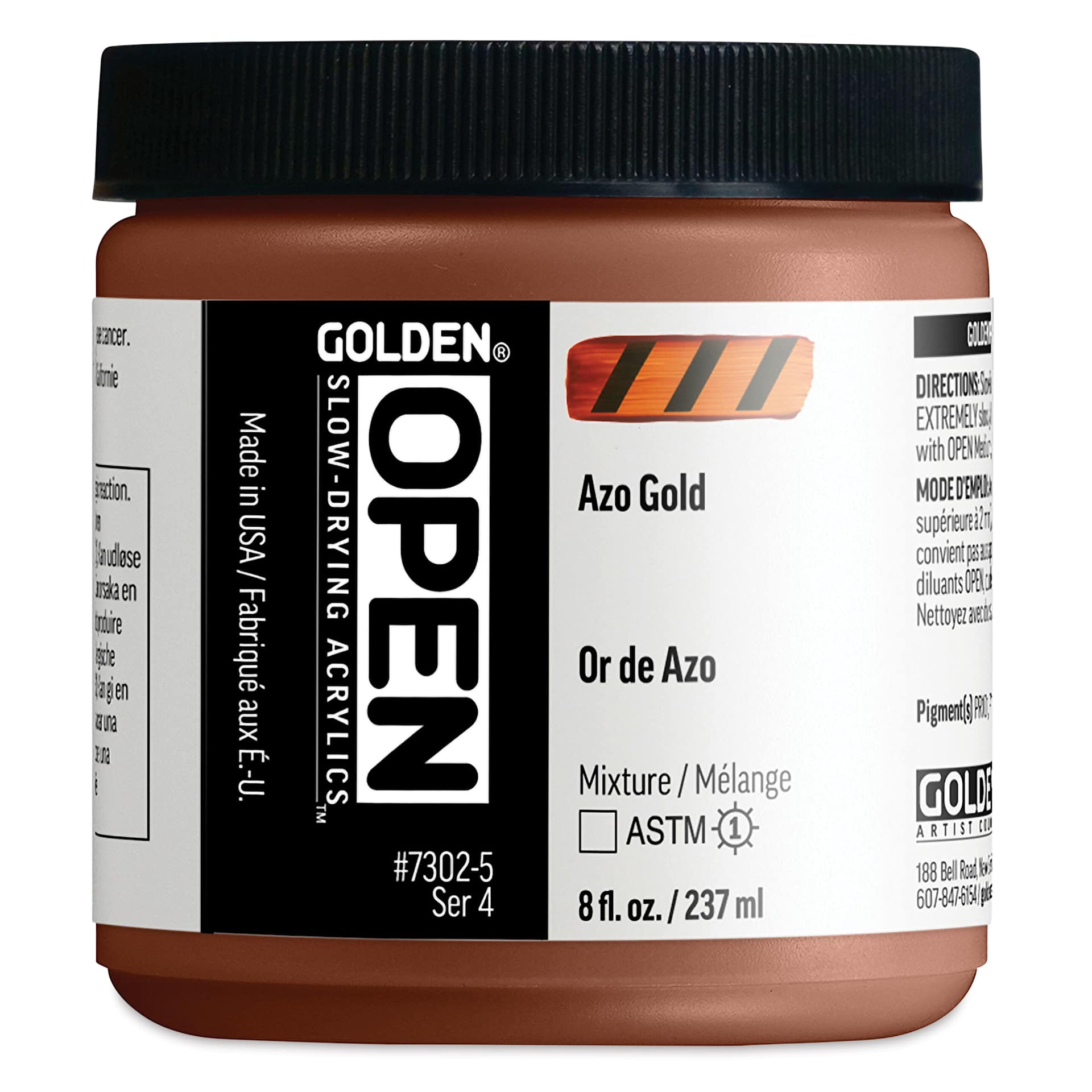 Golden Open Acrylics - Azo Gold, 8 oz Jar