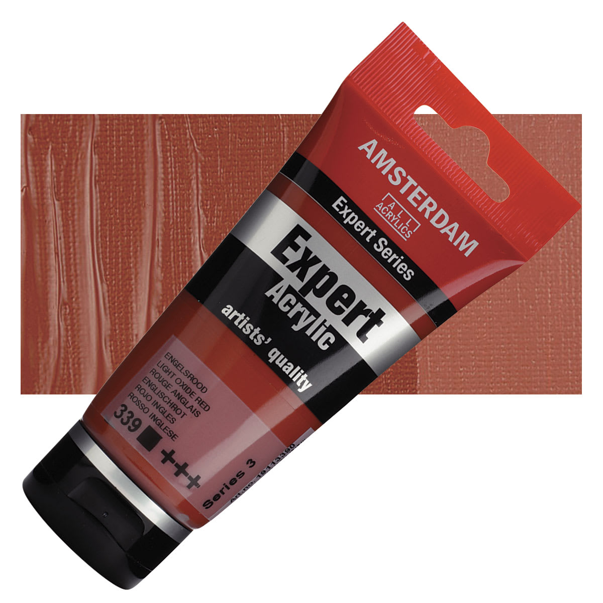 Amsterdam Expert Series Acrylic - Light Oxide Red, 75 ml tube and swatch