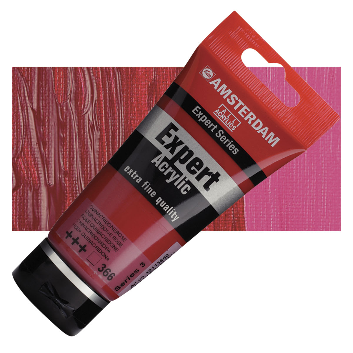 Amsterdam Expert Series Acrylic - Quinacridone Rose, 75 ml tube and swatch