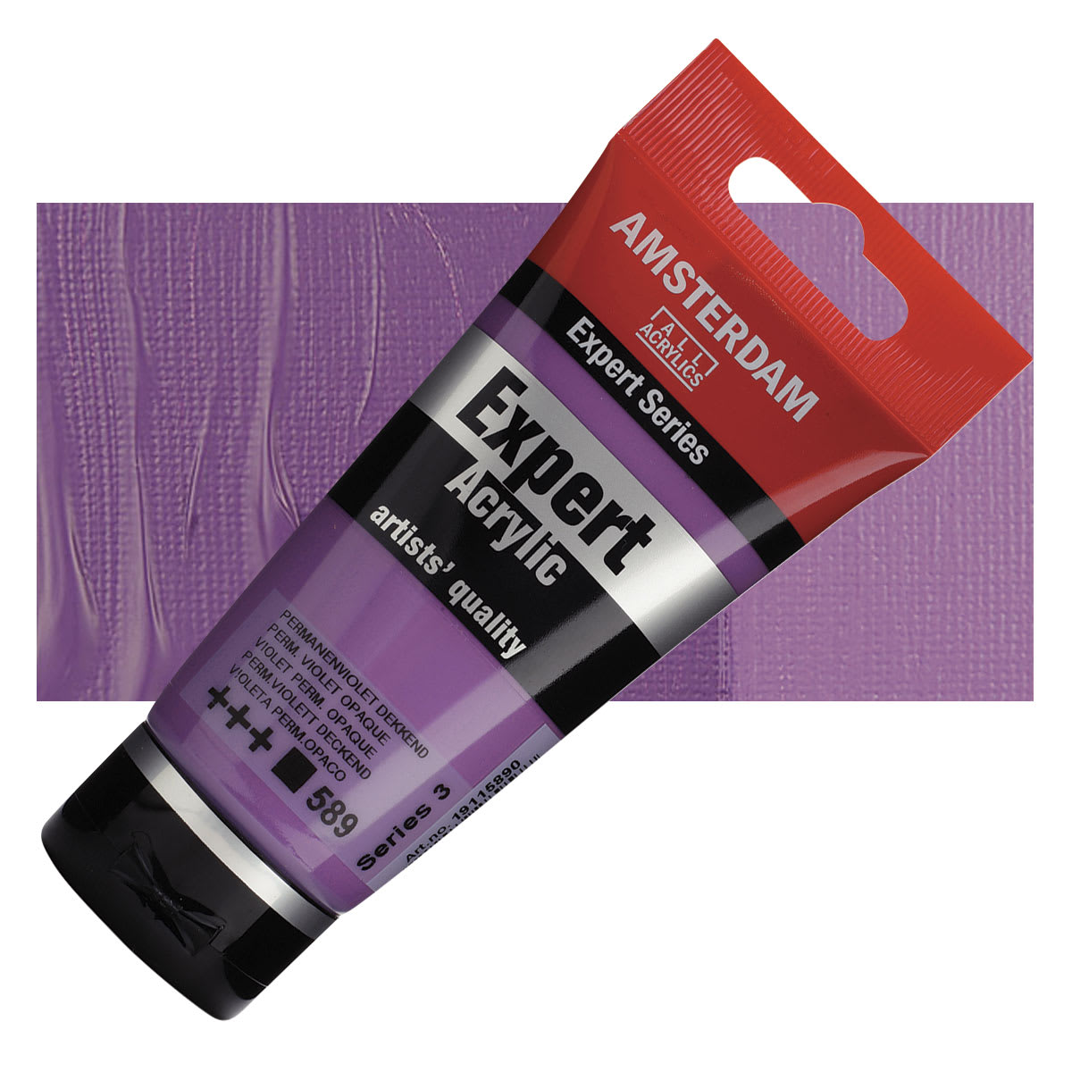 Amsterdam Expert Series Acrylic - Permanent Violet Opaque, 75 ml tube and swatch