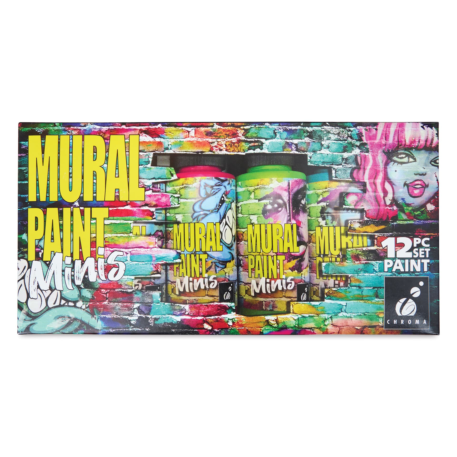 Chroma Acrylic Mural Paints - Minis, Set of 12, 2 oz jars in package