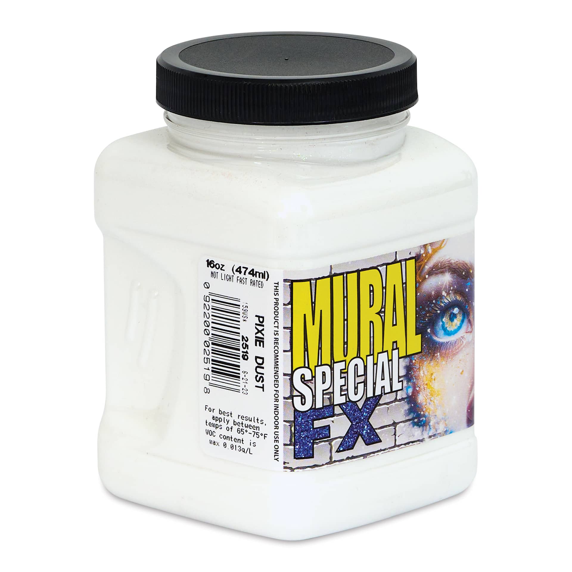 Chroma Acrylic Mural Paint - Pixie Dust, 16 oz Jar side view