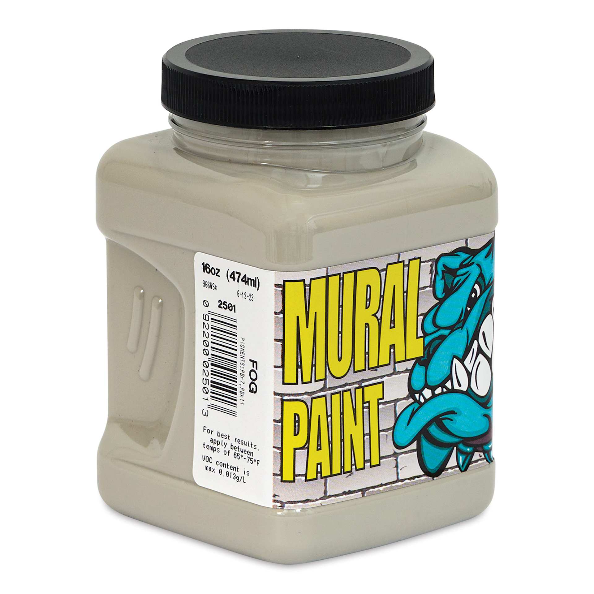 Chroma Acrylic Mural Paint - Fog, 16 oz Jar side view
