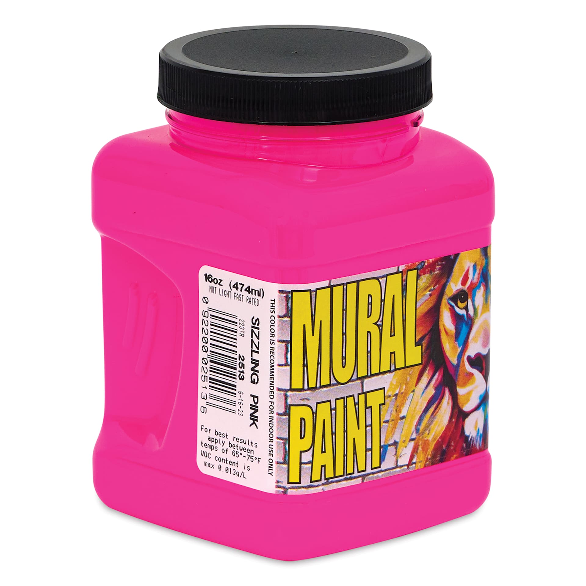 Chroma Acrylic Mural Paint - Sizzling Pink, 16 oz Jar side view