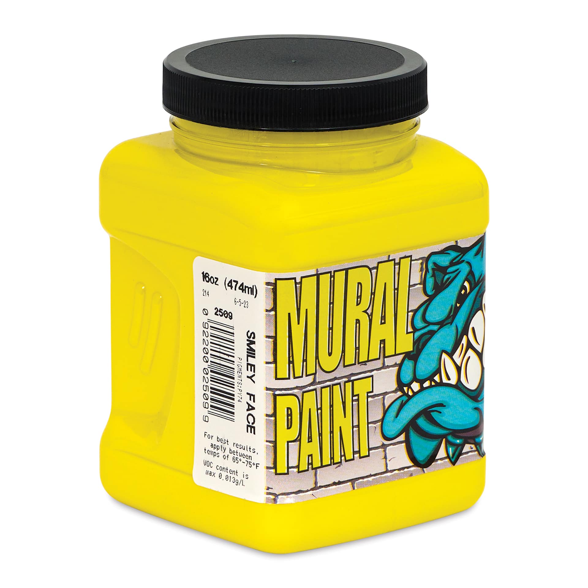 Chroma Acrylic Mural Paint - Smiley Face, 16 oz Jar side view