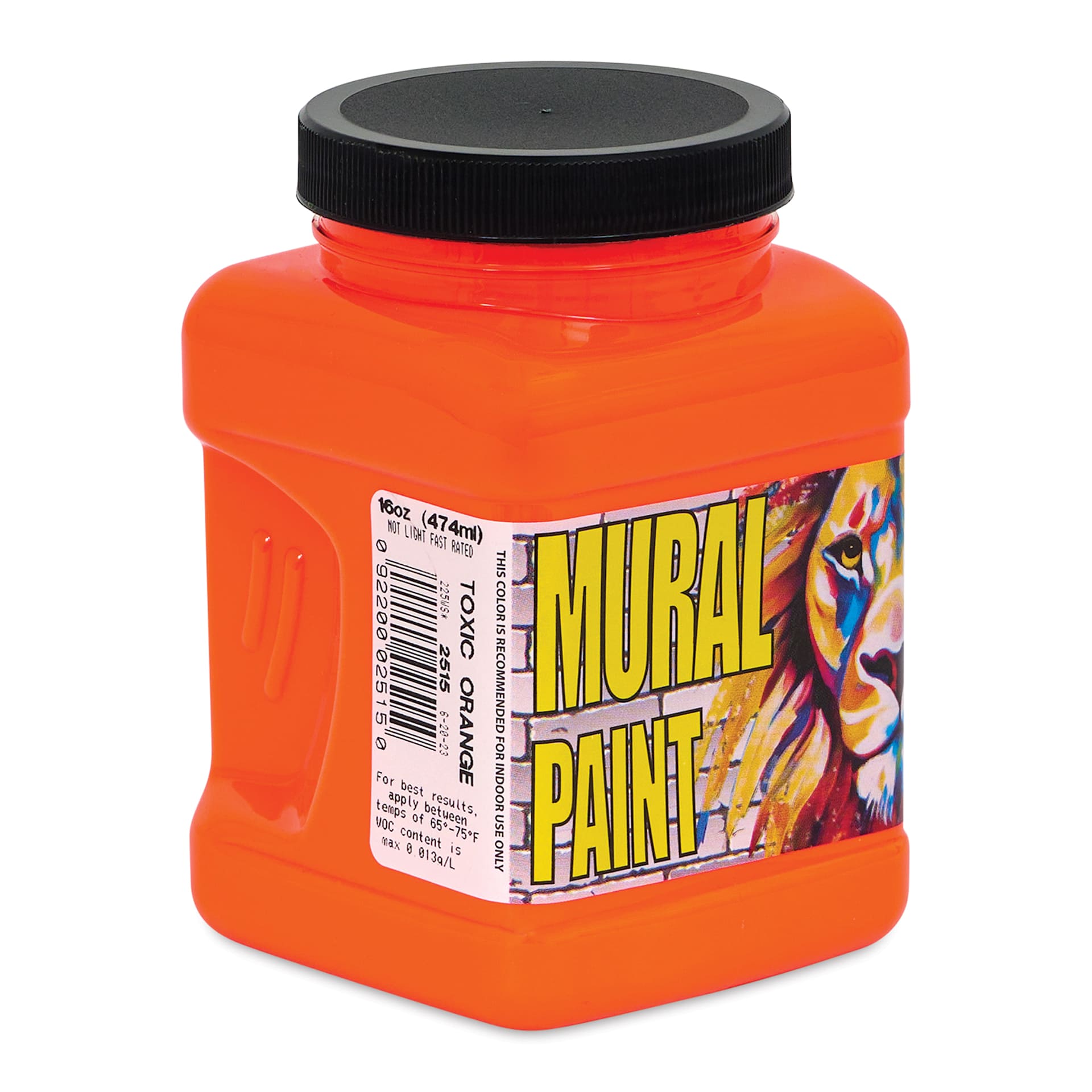 Chroma Acrylic Mural Paint - Toxic Orange, 16 oz Jar side view