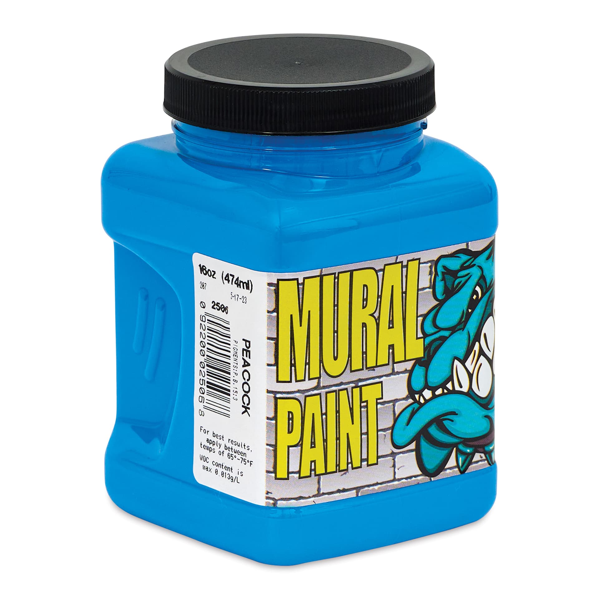 Chroma Acrylic Mural Paint - Peacock, 16 oz Jar side view