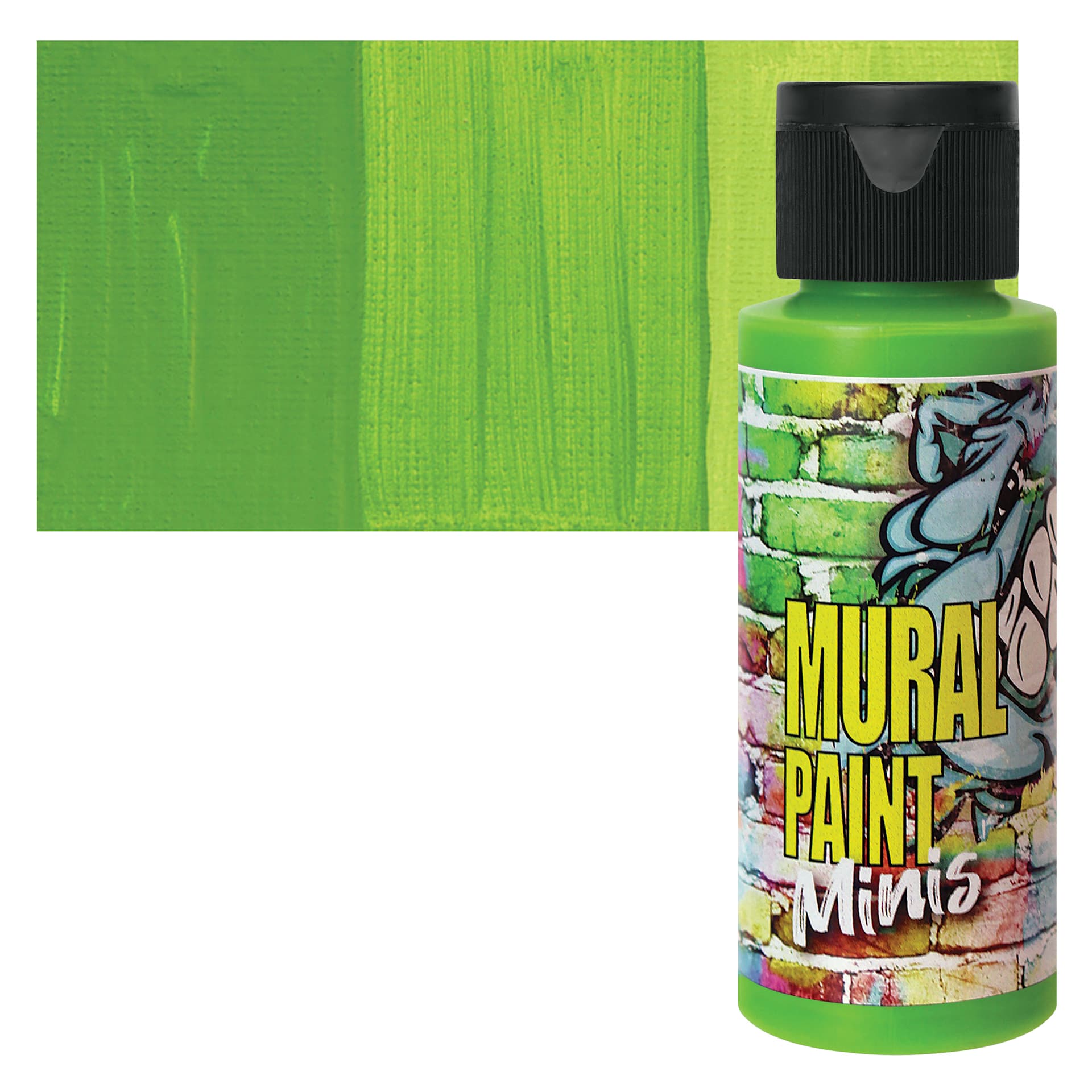 Chroma Acrylic Mural Paint - Slime, 2 oz bottle and swatch