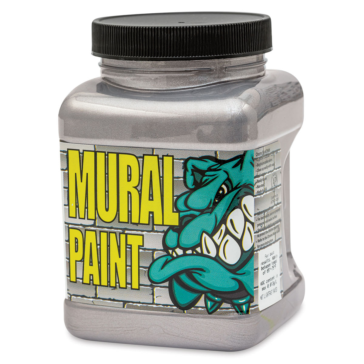 Chroma Acrylic Mural Paint - Rock Star (Silver), 16 oz, Jar (Angled view)