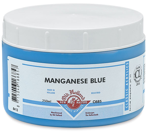 Old Holland New Masters Classic Acrylics - Front of Jar of Manganese Blue
