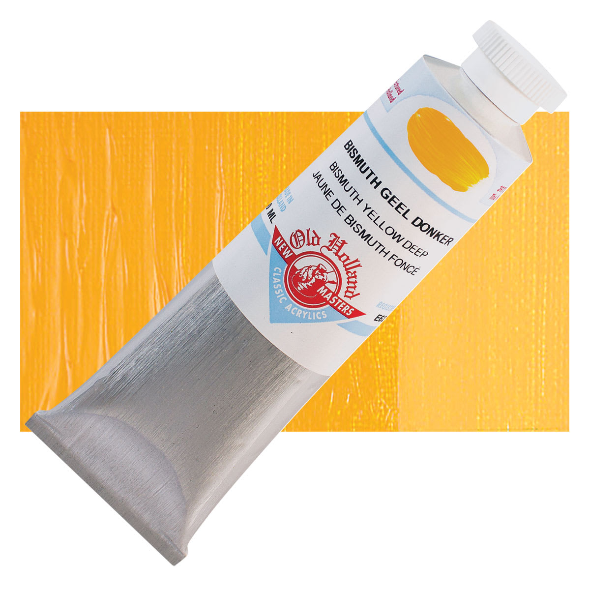 Old Holland New Masters Classic Acrylic Paint - Bismuth Yellow Deep and swatch