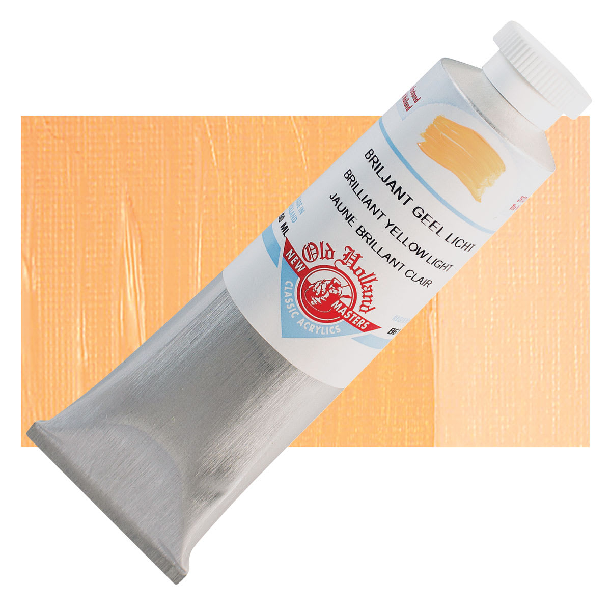 Old Holland New Masters Classic Acrylic Paint - Brilliant Yellow Light, 60 ml tube and swatch