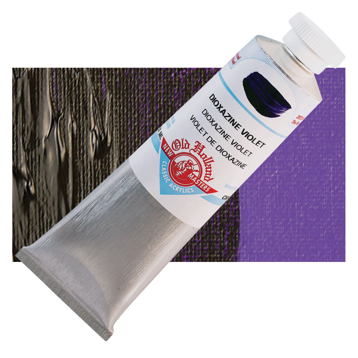 Old Holland New Masters Classic Acrylic Paint - Dioxazine Violet, 60 ml tube and swatch