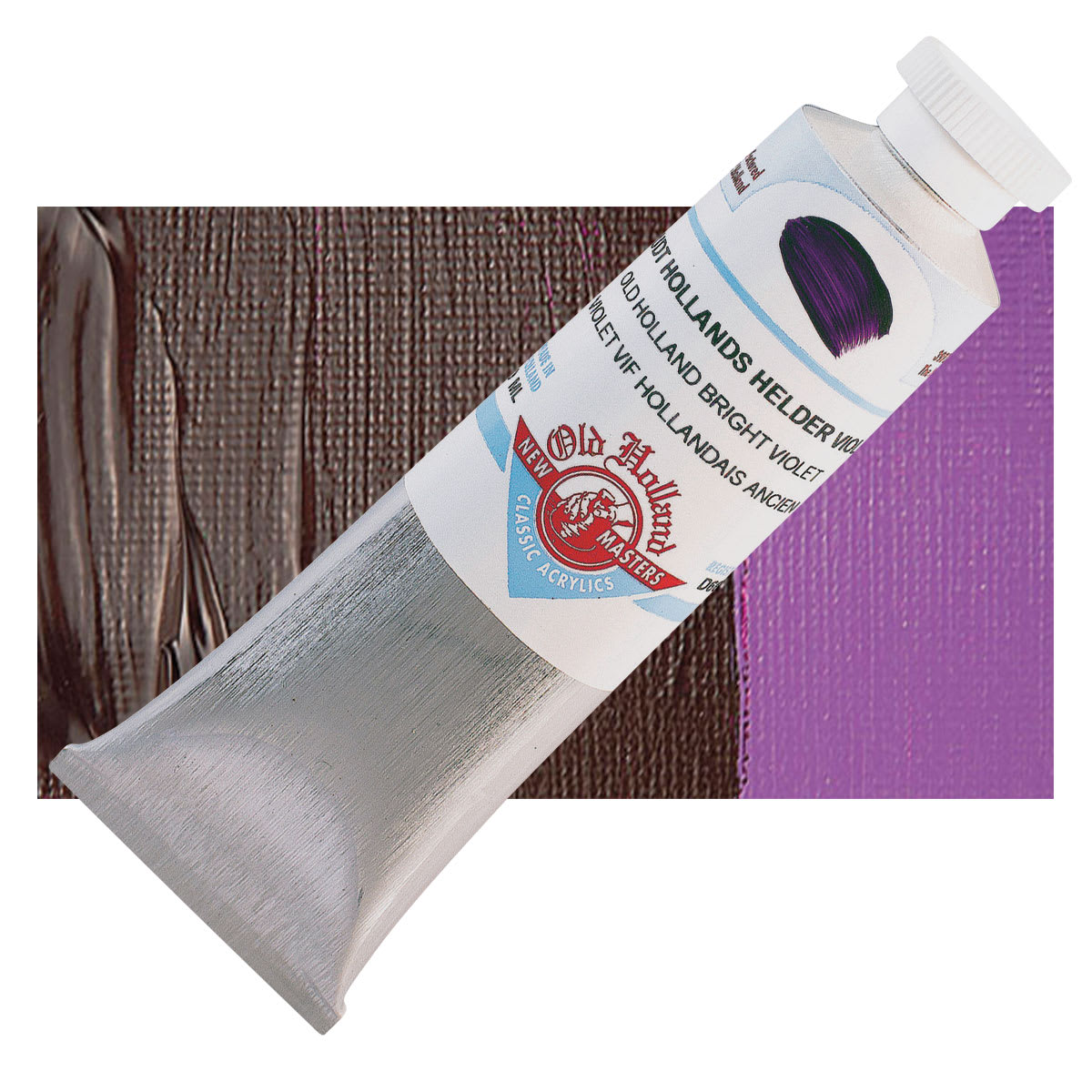 Old Holland New Masters Classic Acrylic Paint - Old Holland Bright Violet, 60 ml tube and swatch