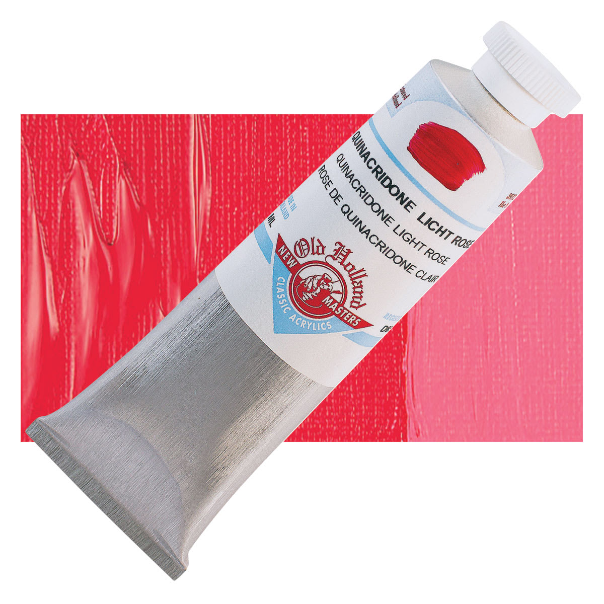 Old Holland New Masters Classic Acrylic Paint - Quinacridone Rose Light, 60 ml tube and swatch
