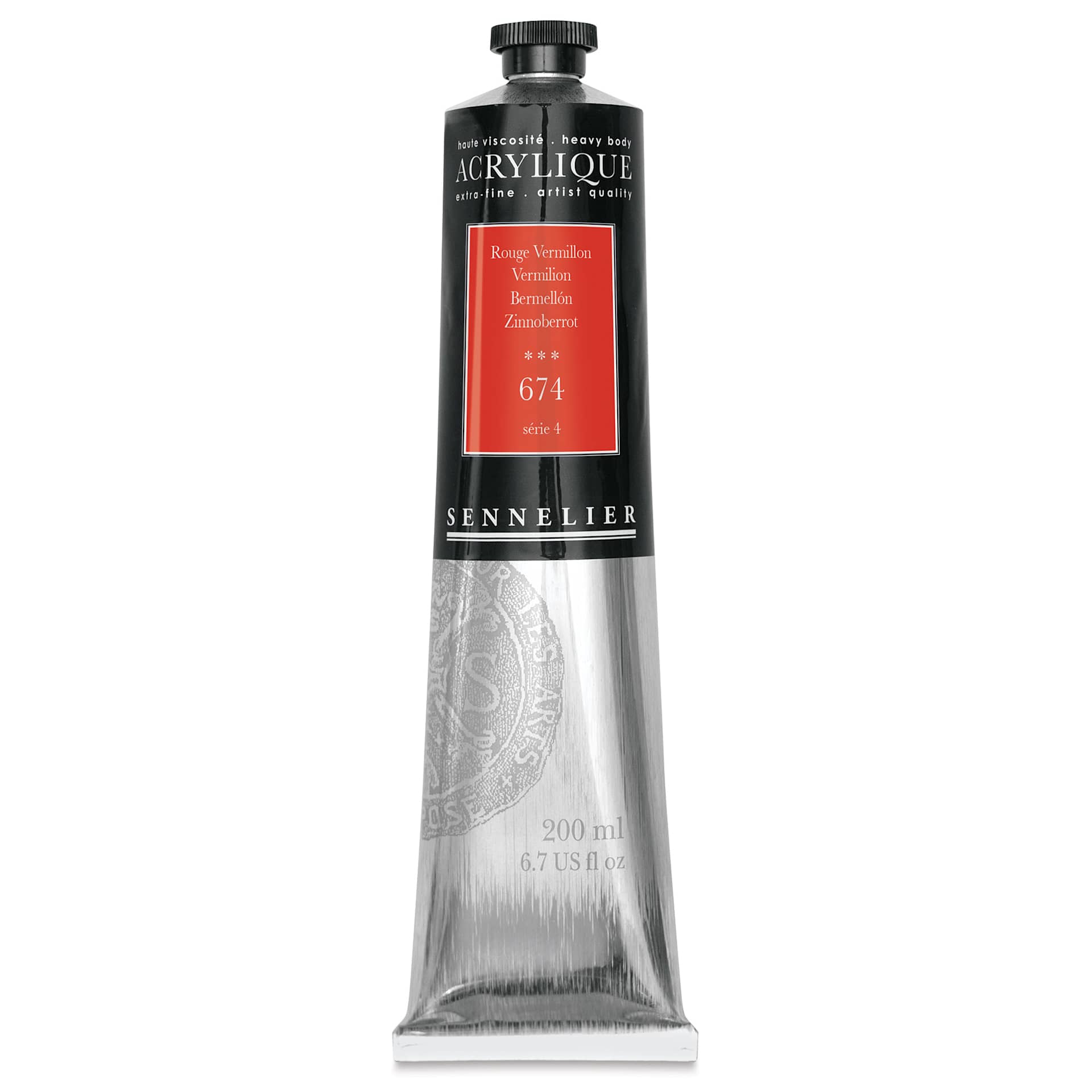 Sennelier Extra-Fine Artist Acryliques - Vermilion, 200 ml tube