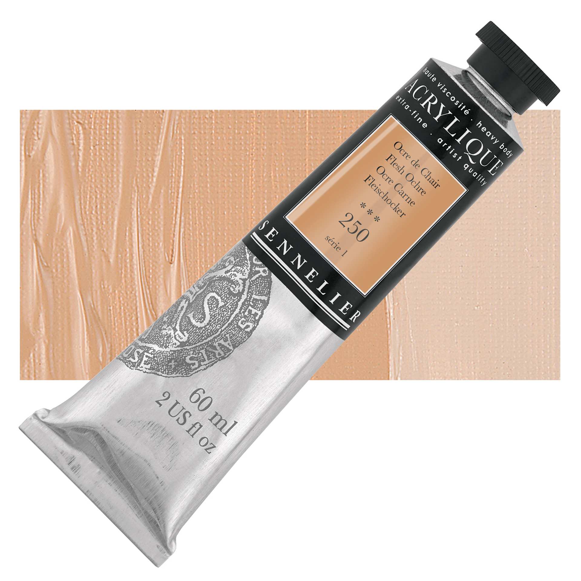 Sennelier Extra-Fine Artist Acrylique - Rose Ochre, 60 ml tube and swatch