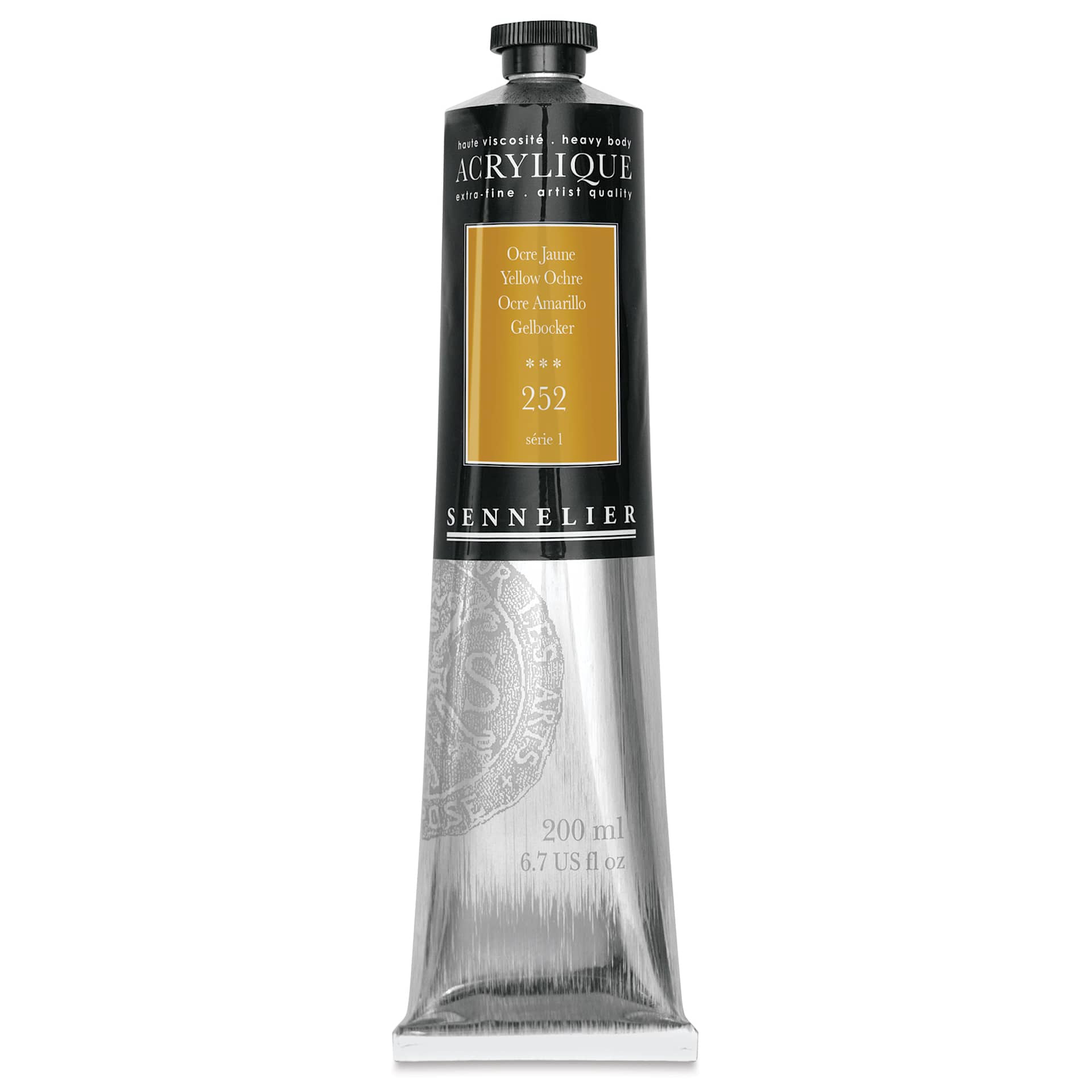Sennelier Extra-Fine Artist Acryliques - Yellow Ochre, 200 ml tube