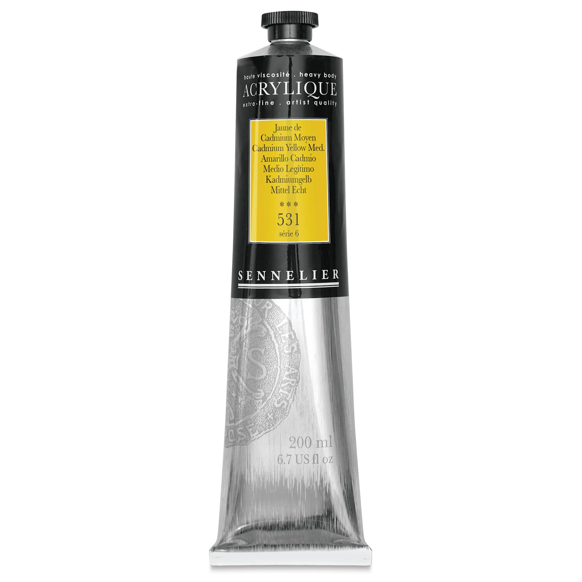 Sennelier Extra-Fine Artist Acryliques - Cadmium Yellow Medium, 200 ml tube