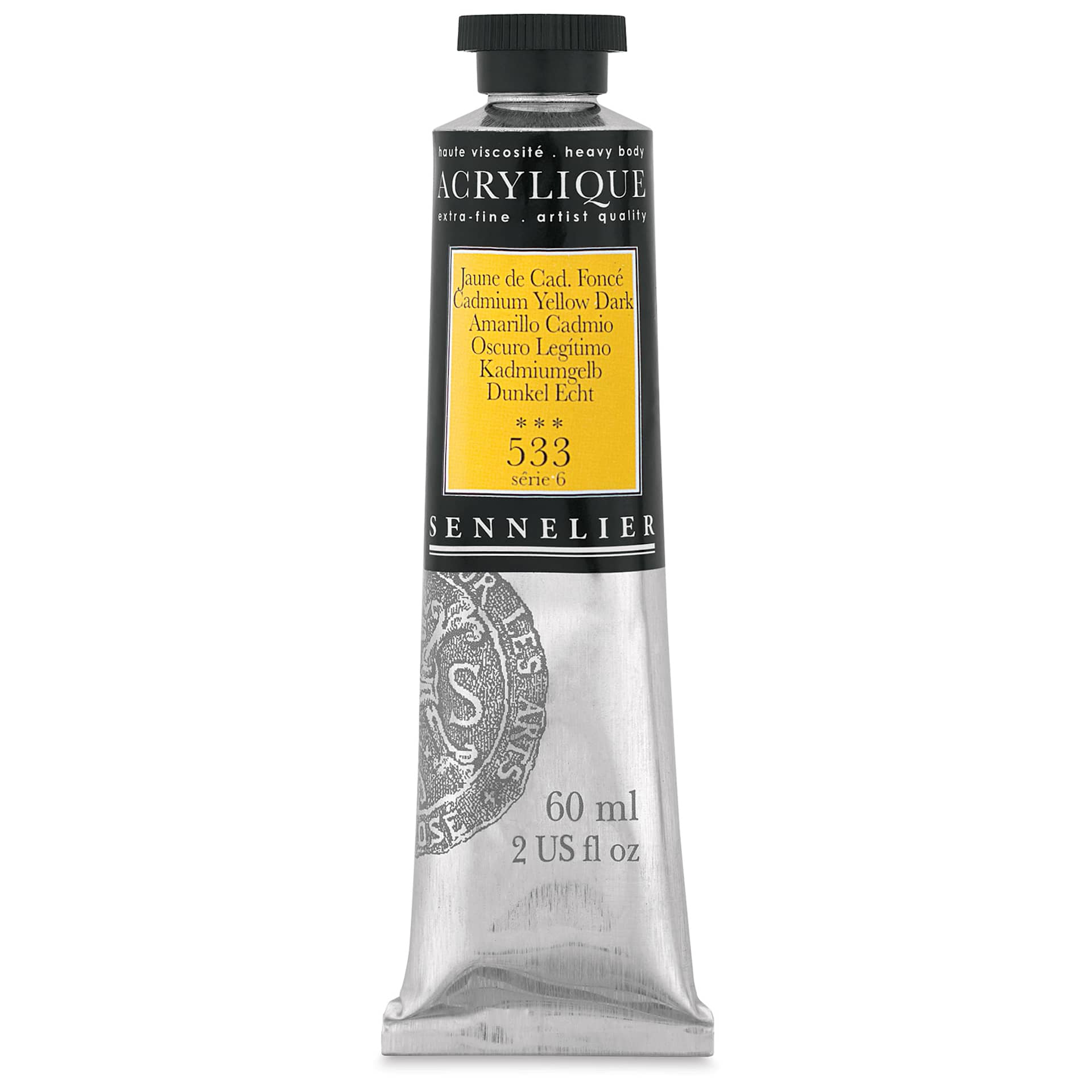 Sennelier Extra-Fine Artist Acryliques - Cadmium Yellow Dark, 60 ml tube