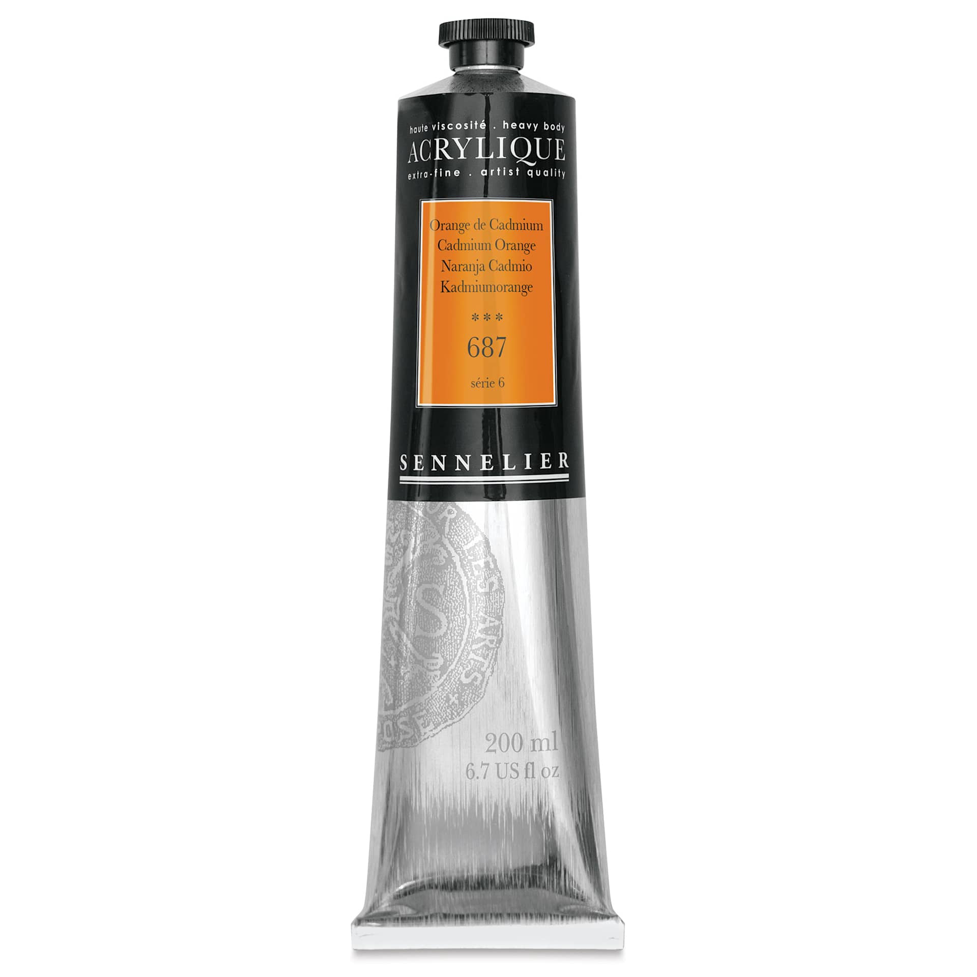 Sennelier Extra-Fine Artist Acryliques - Cadmium Orange, 200 ml tube