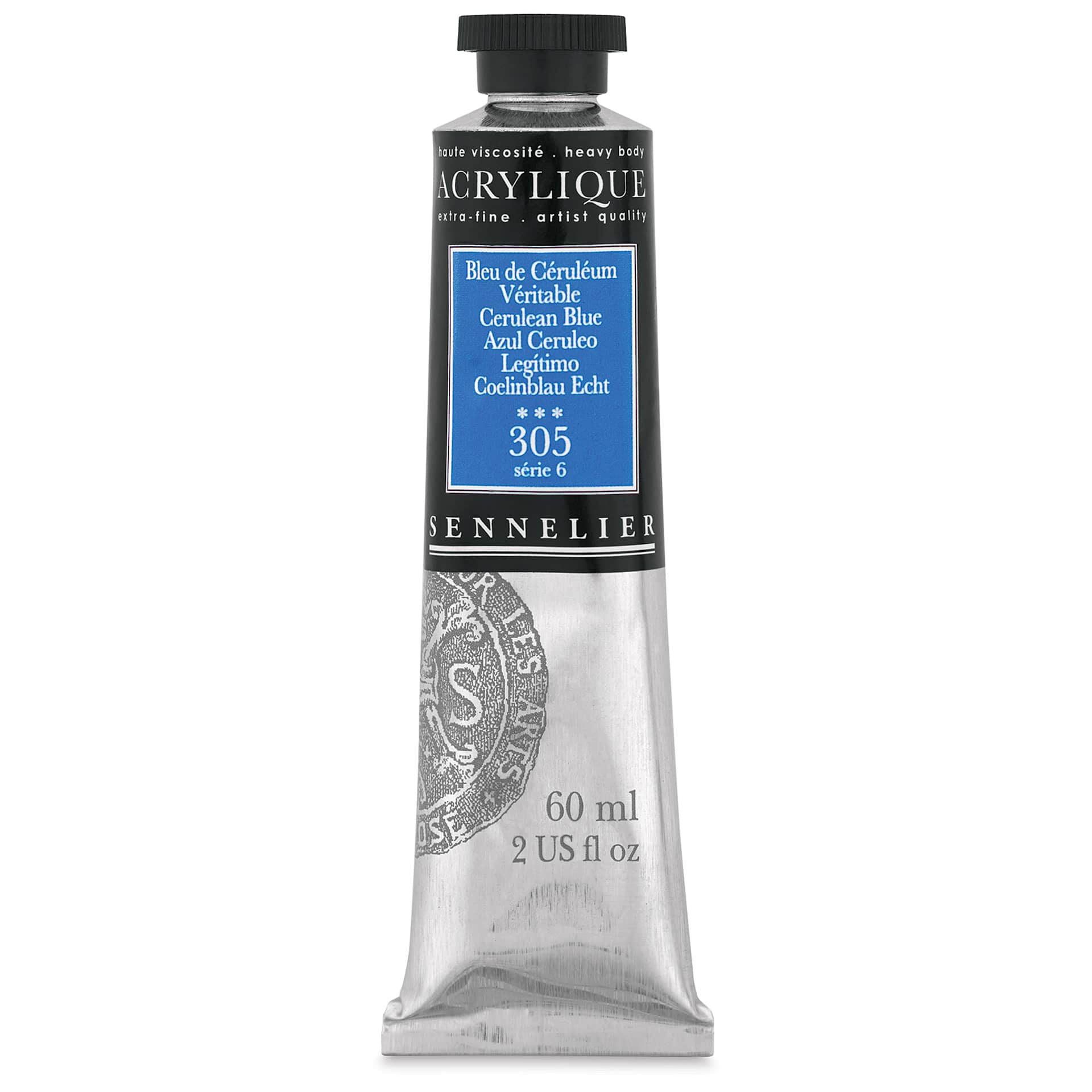 Sennelier Extra-Fine Artist Acryliques - Cerulean Blue, 60 ml tube