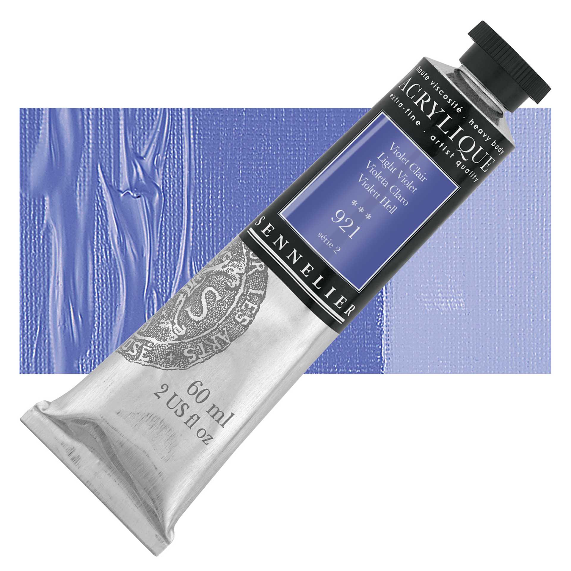 Sennelier Extra-Fine Artist Acrylique - Light Violet, 60 ml tube and swatch